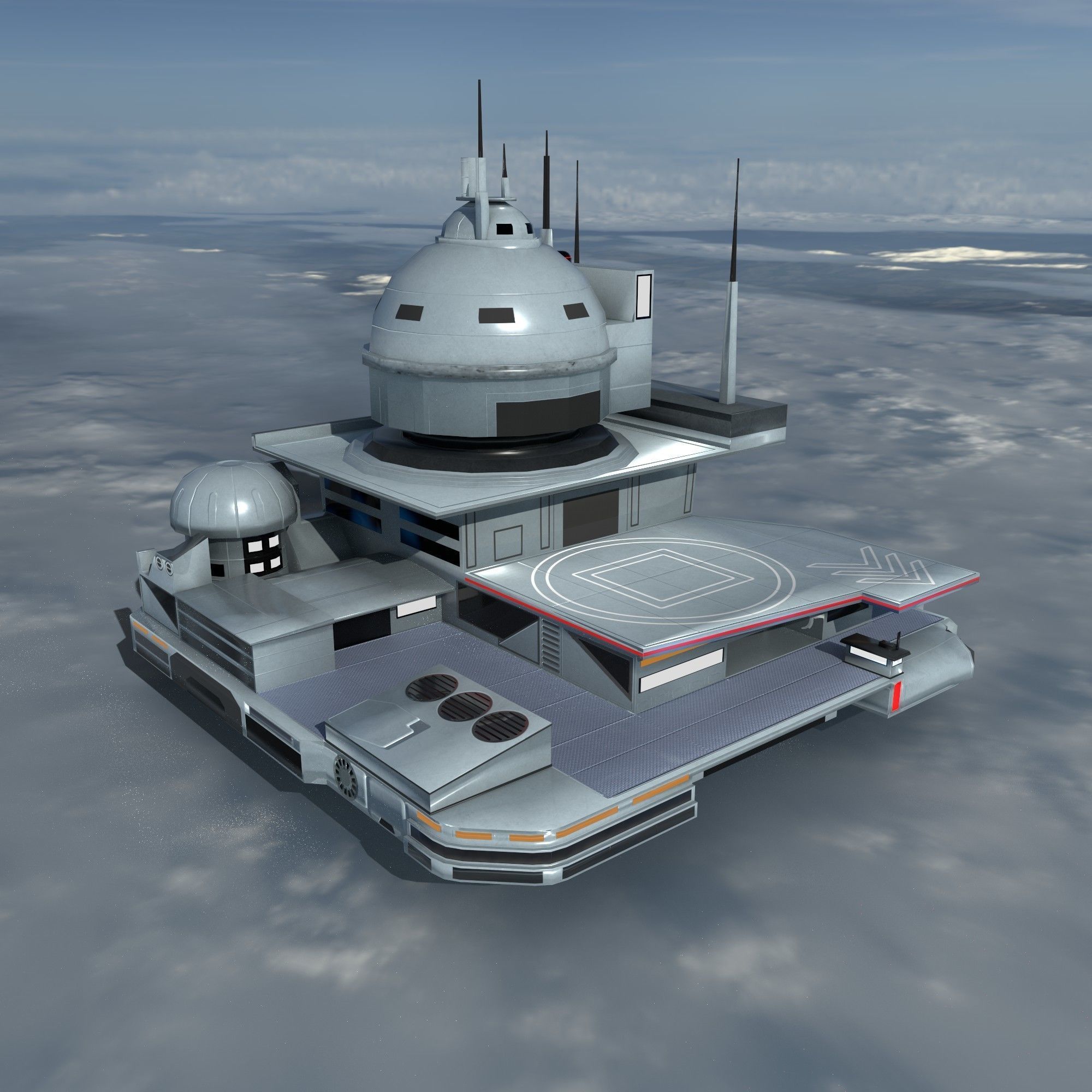futuristic spaceport Low-poly 3D model_11