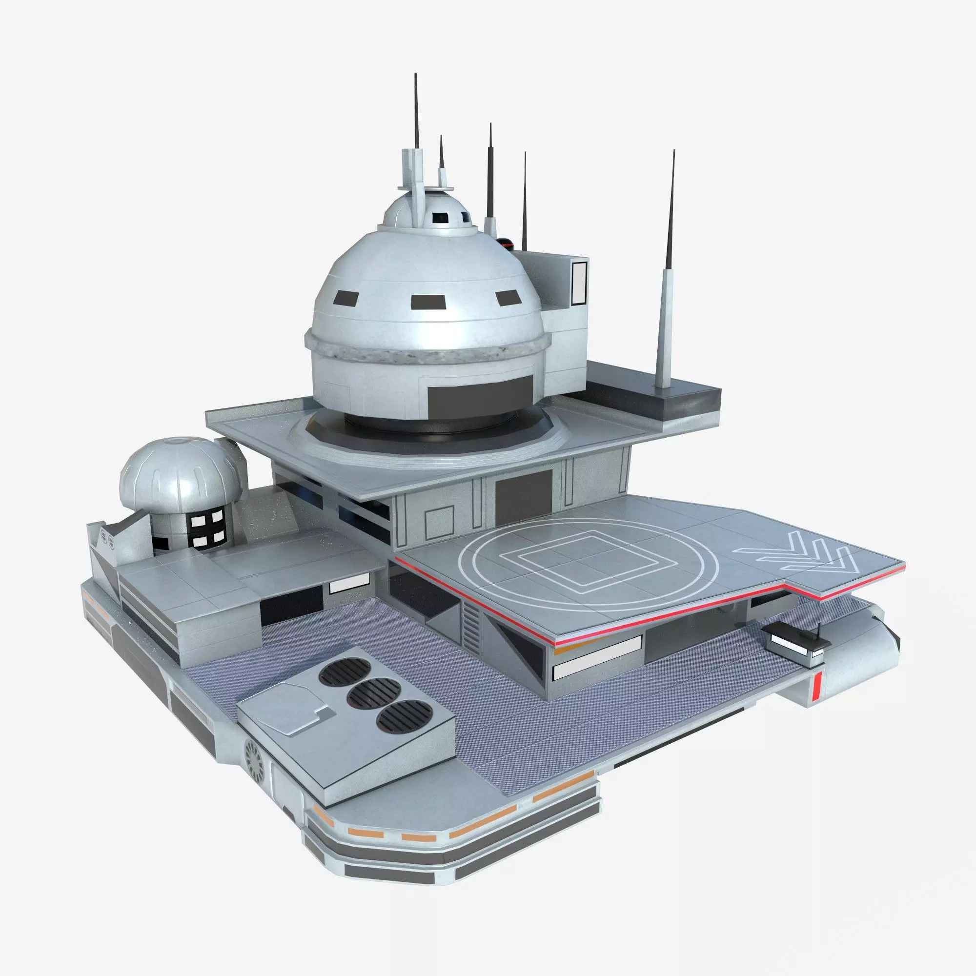futuristic spaceport Low-poly 3D model_0