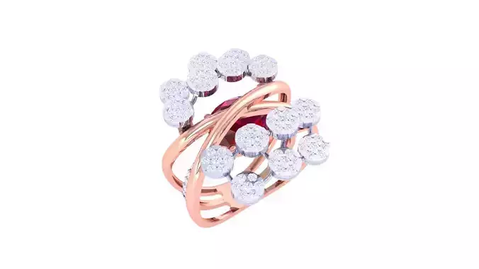 Flower High Jewelry Diamond Cocktail Ring 3dm stl obj