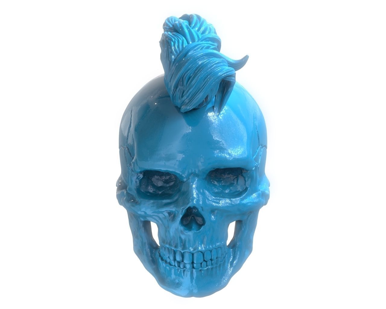 Mohawk Human Skull Pendant 3D print model_21