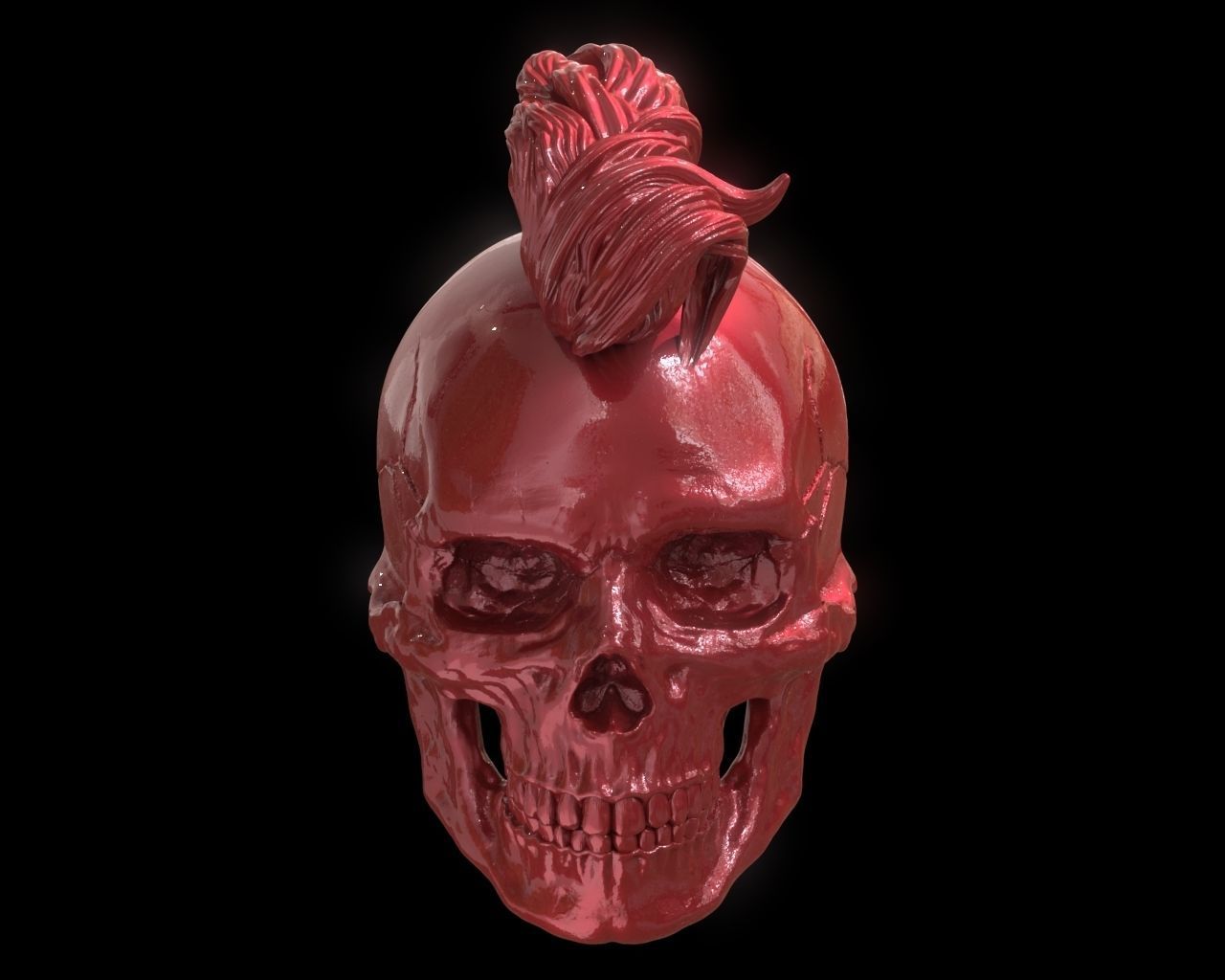 Mohawk Human Skull Pendant 3D print model_25