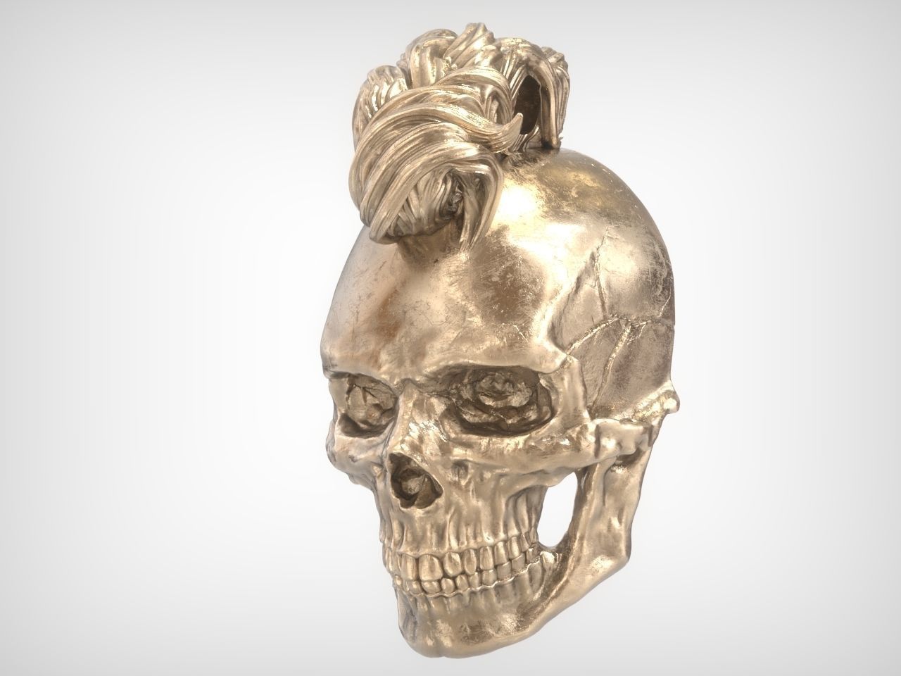 Mohawk Human Skull Pendant 3D print model_11