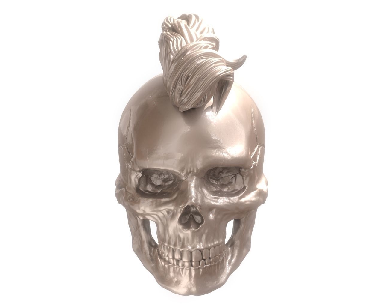 Mohawk Human Skull Pendant 3D print model_28
