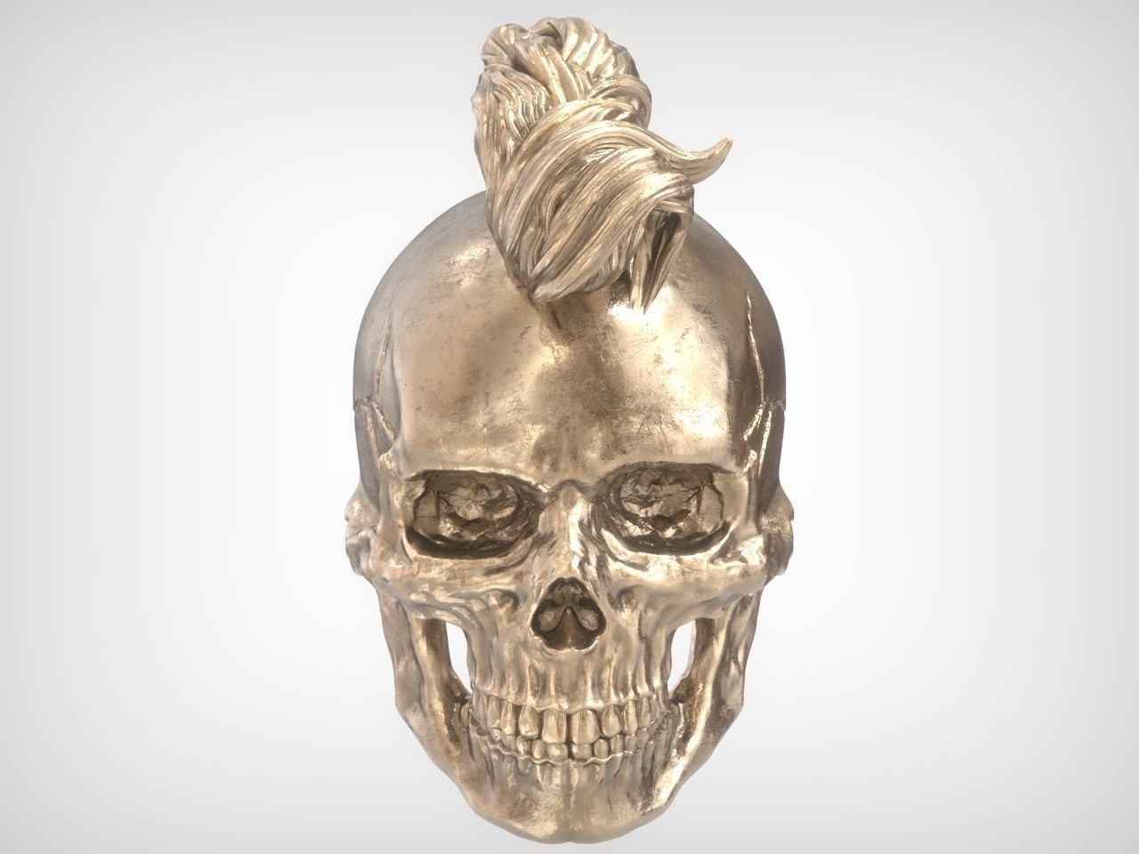 Mohawk Human Skull Pendant 3D print model_10
