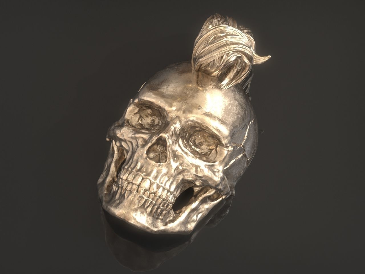 Mohawk Human Skull Pendant 3D print model_31