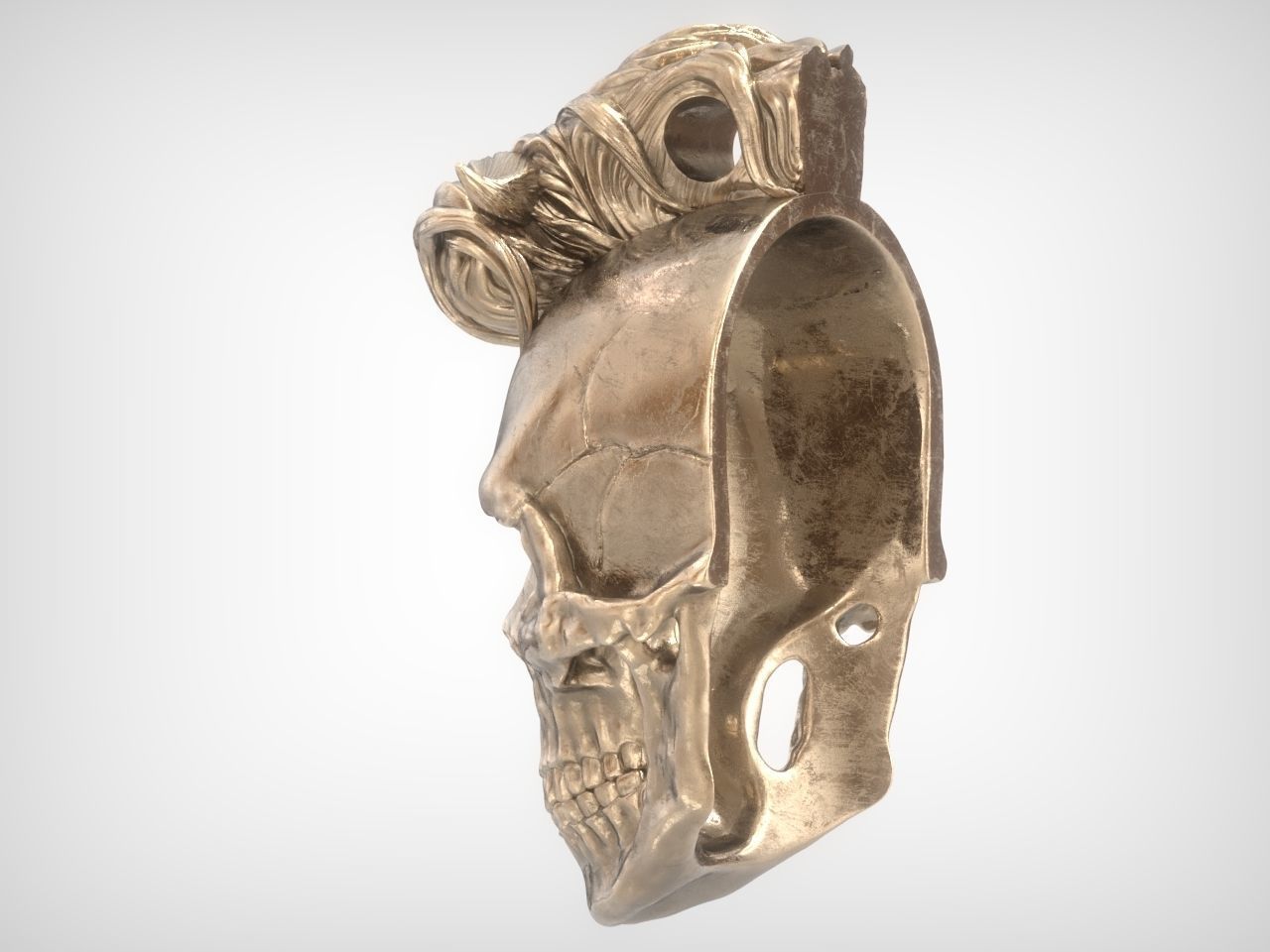 Mohawk Human Skull Pendant 3D print model_14