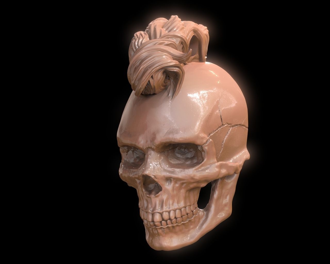 Mohawk Human Skull Pendant 3D print model_2