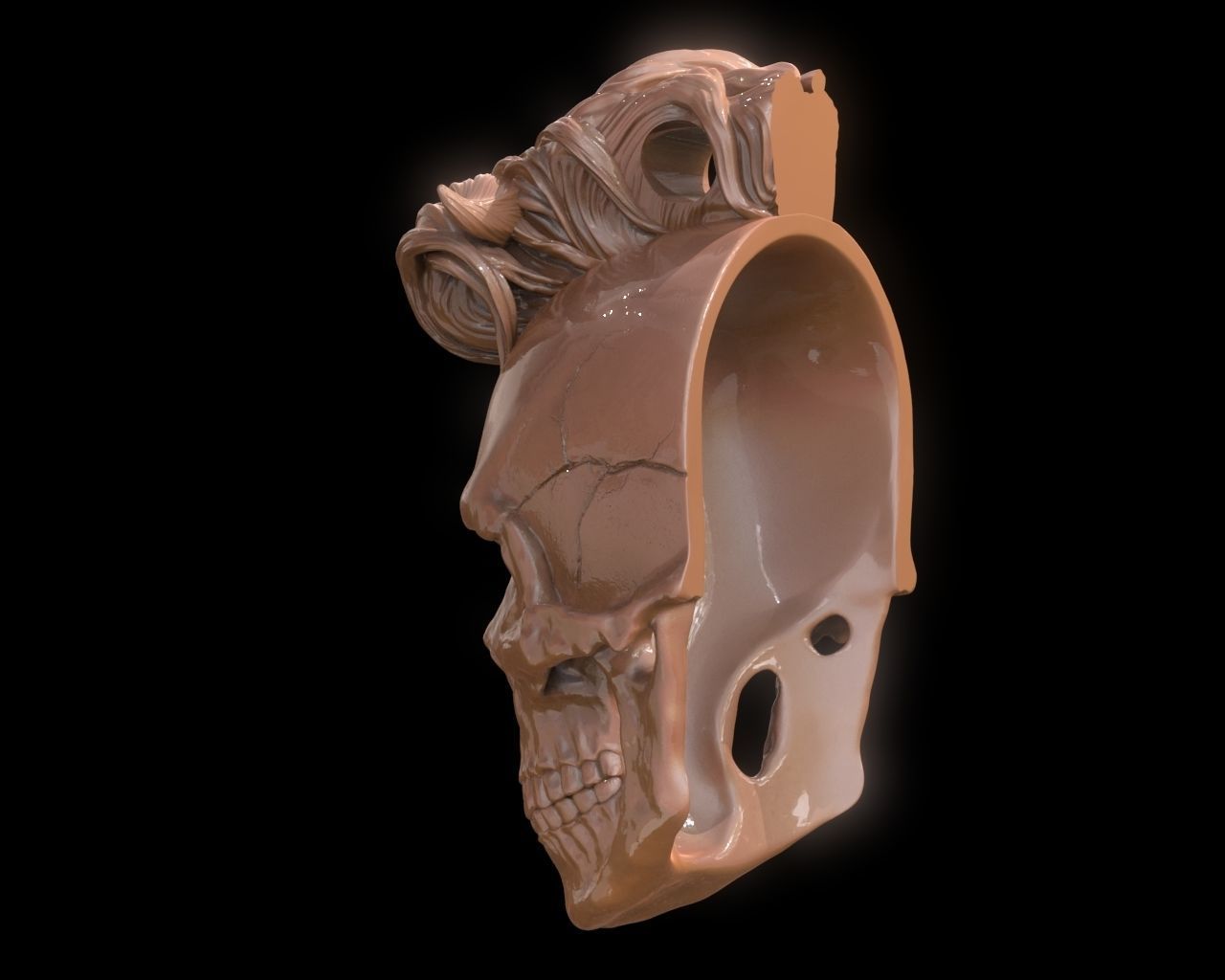 Mohawk Human Skull Pendant 3D print model_9