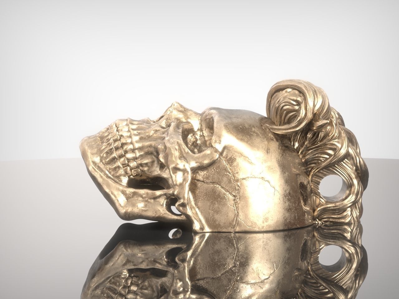 Mohawk Human Skull Pendant 3D print model_32