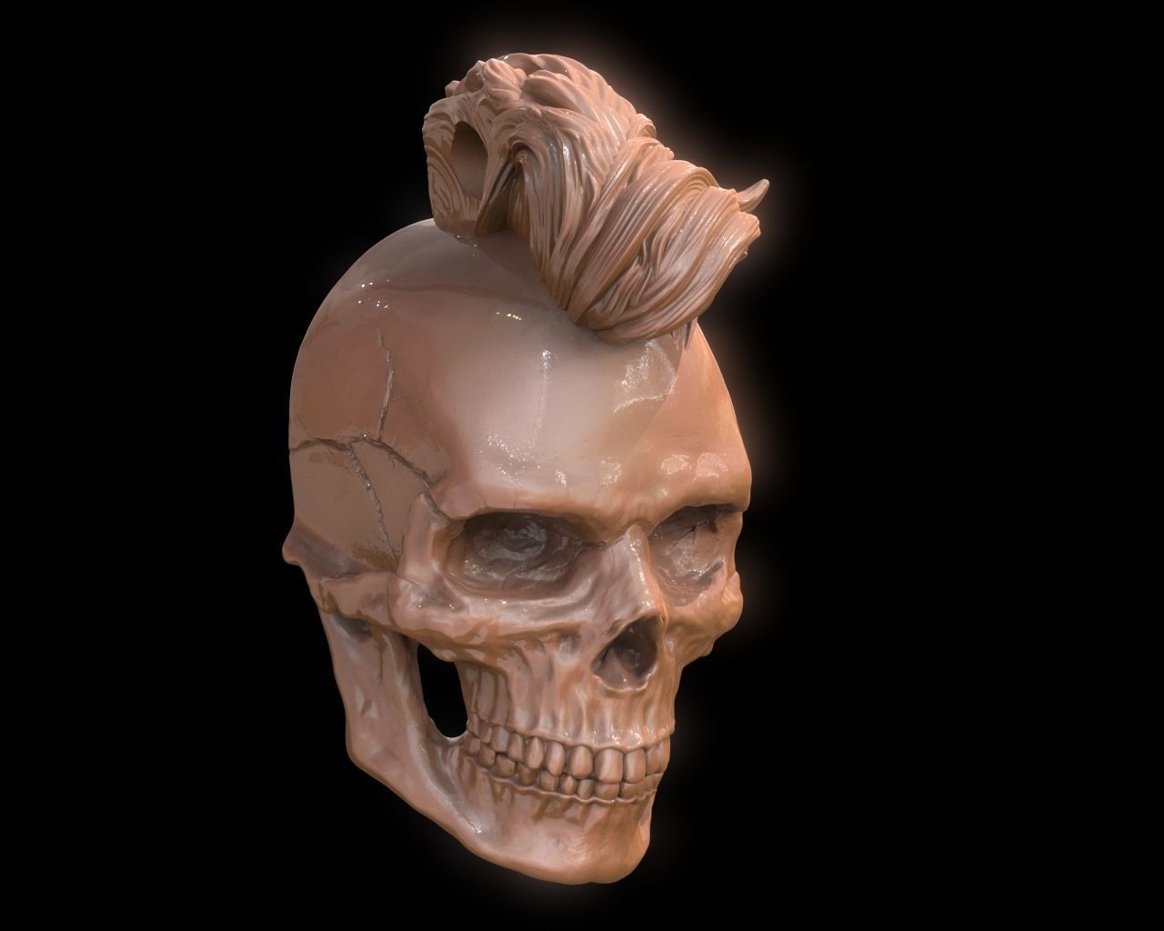Mohawk Human Skull Pendant 3D print model_5