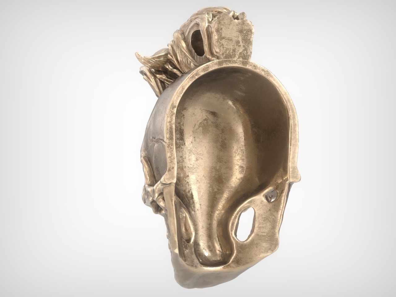 Mohawk Human Skull Pendant 3D print model_15