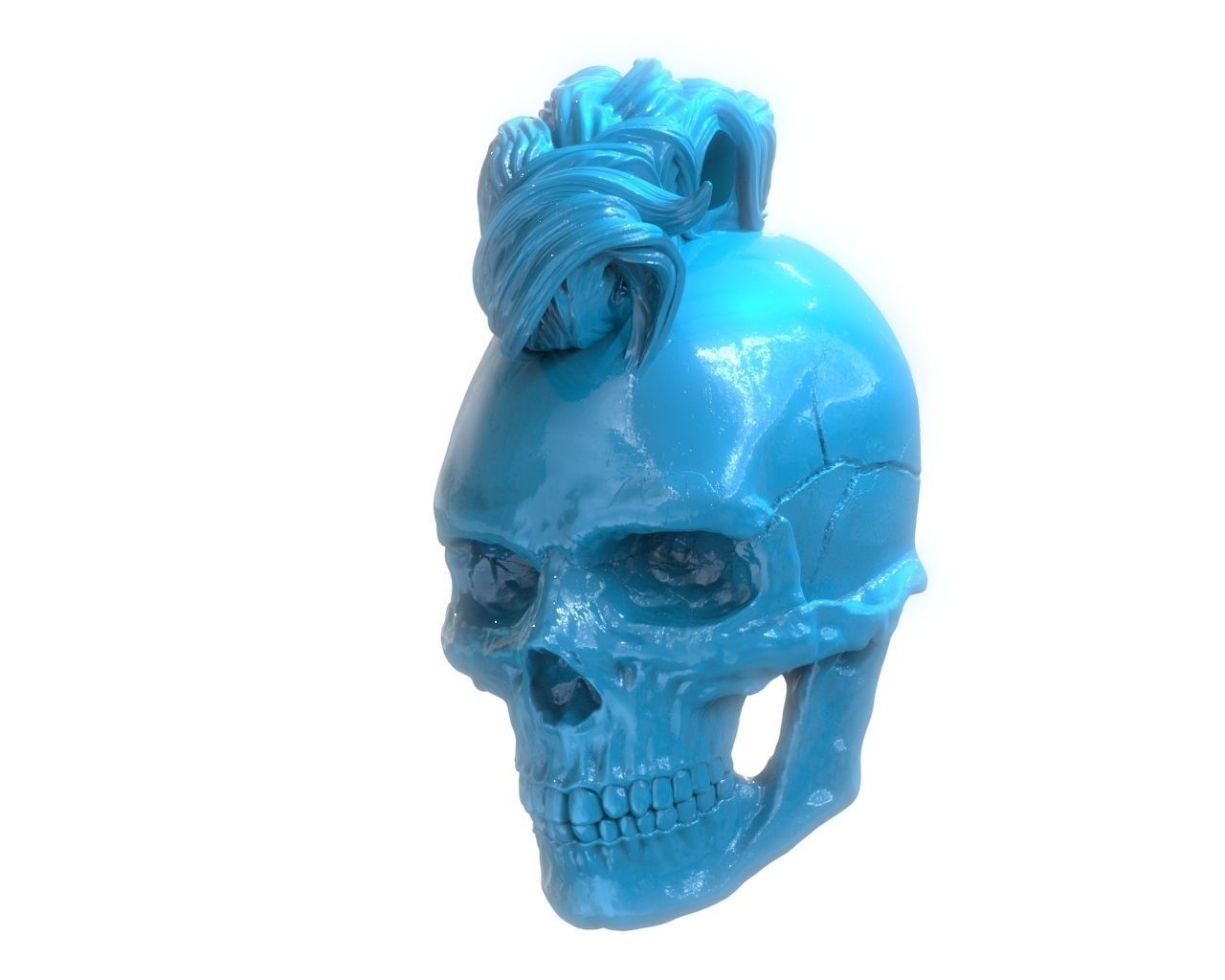 Mohawk Human Skull Pendant 3D print model_22
