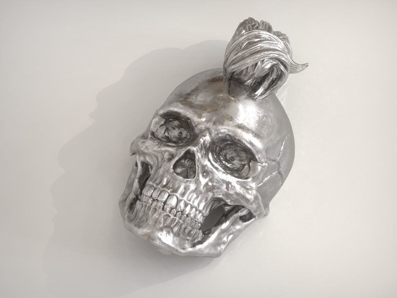 Mohawk Human Skull Pendant 3D print model_30