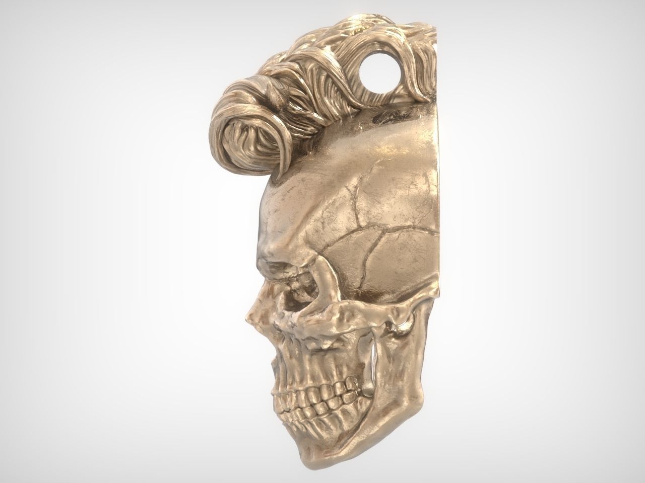Mohawk Human Skull Pendant 3D print model_13