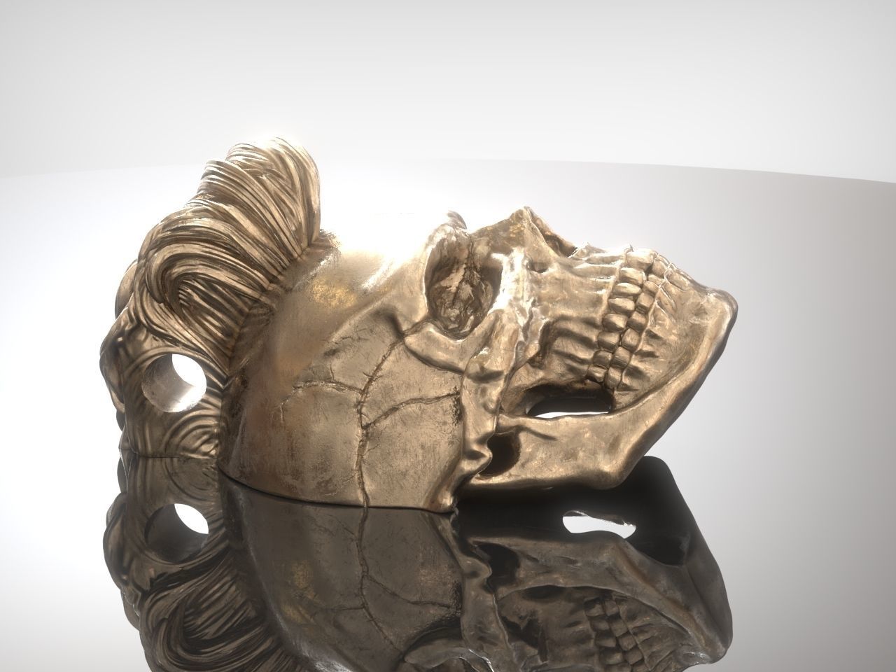 Mohawk Human Skull Pendant 3D print model_33