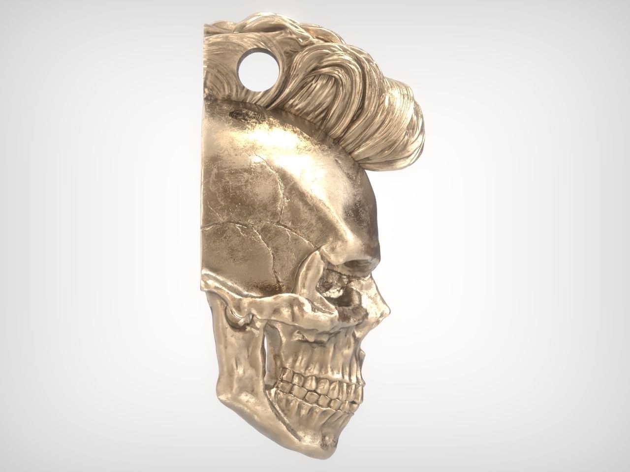 Mohawk Human Skull Pendant 3D print model_18