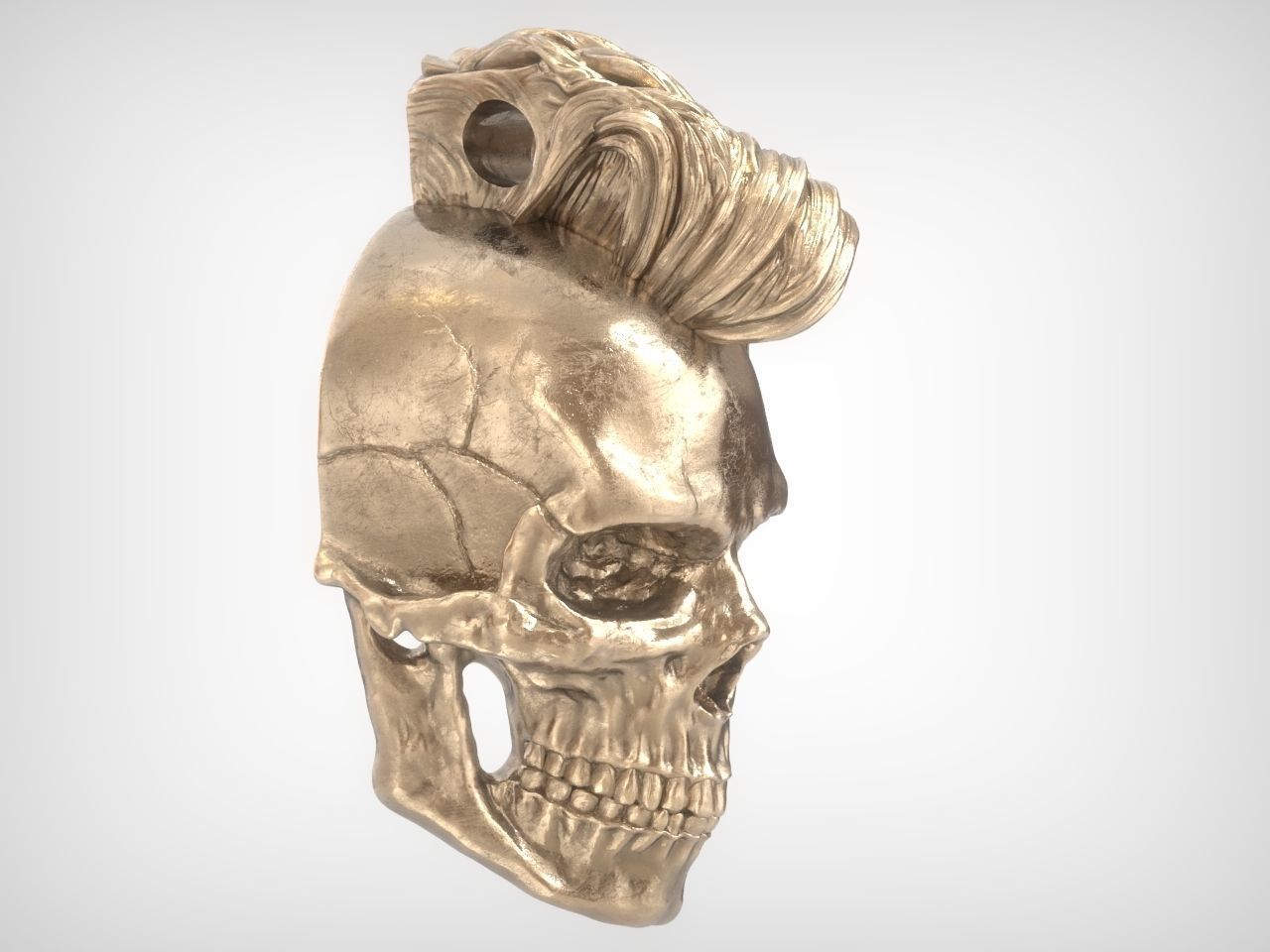 Mohawk Human Skull Pendant 3D print model_20