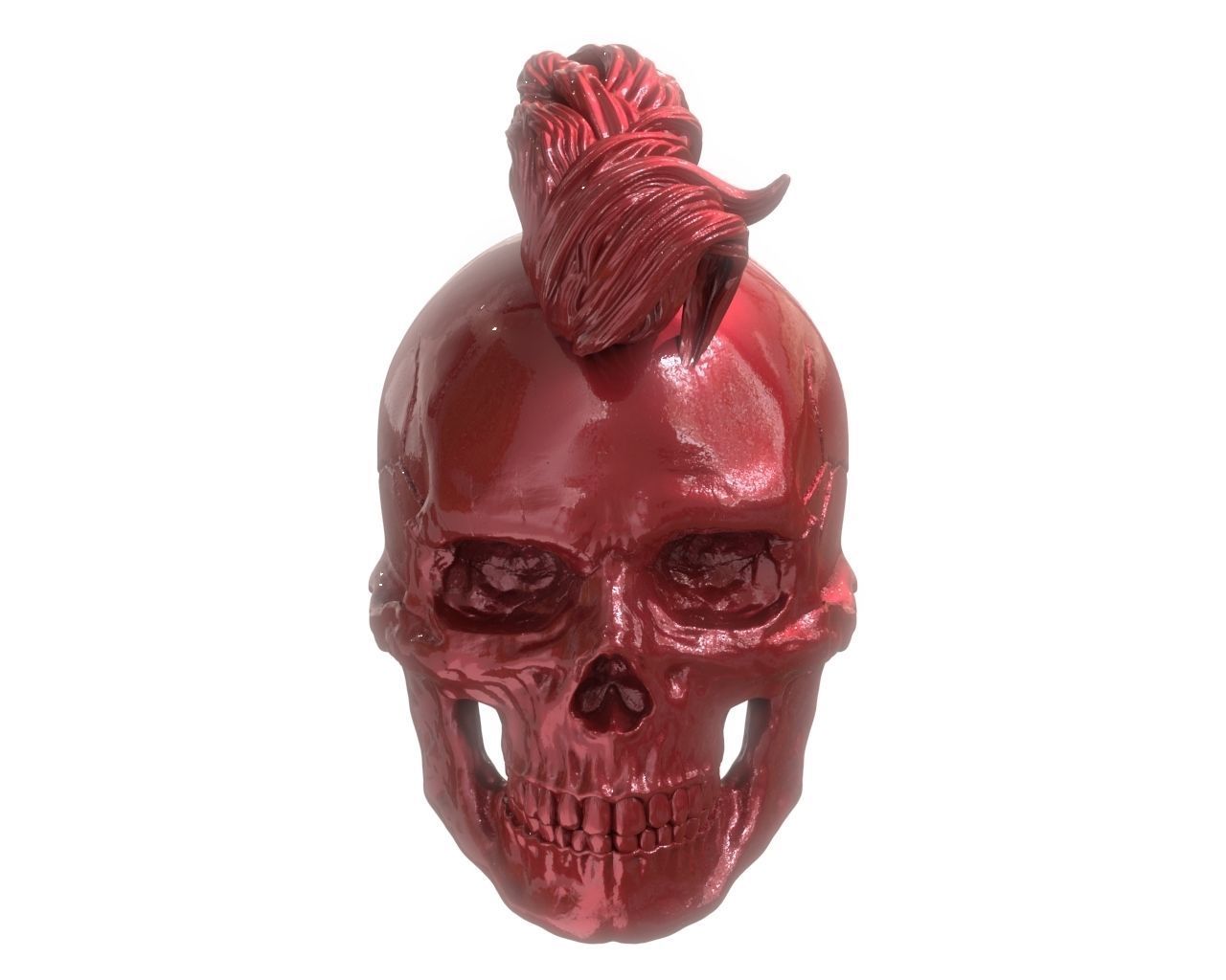 Mohawk Human Skull Pendant 3D print model_24
