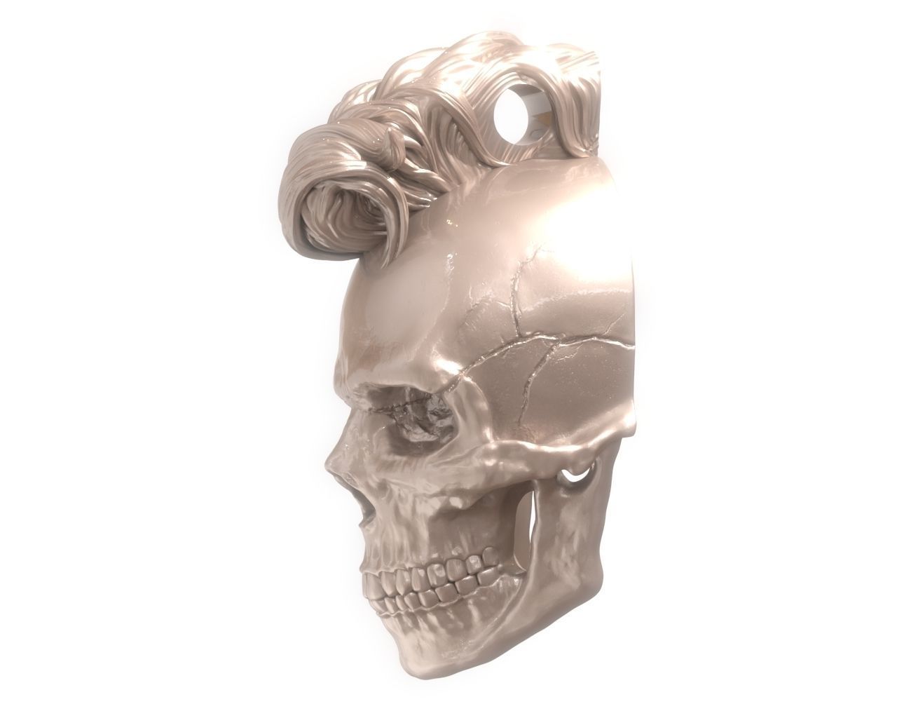 Mohawk Human Skull Pendant 3D print model_29