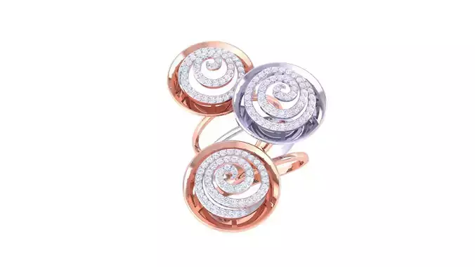 Flower High Jewelry Diamond Cocktail Ring 3dm stl obj 3D print model