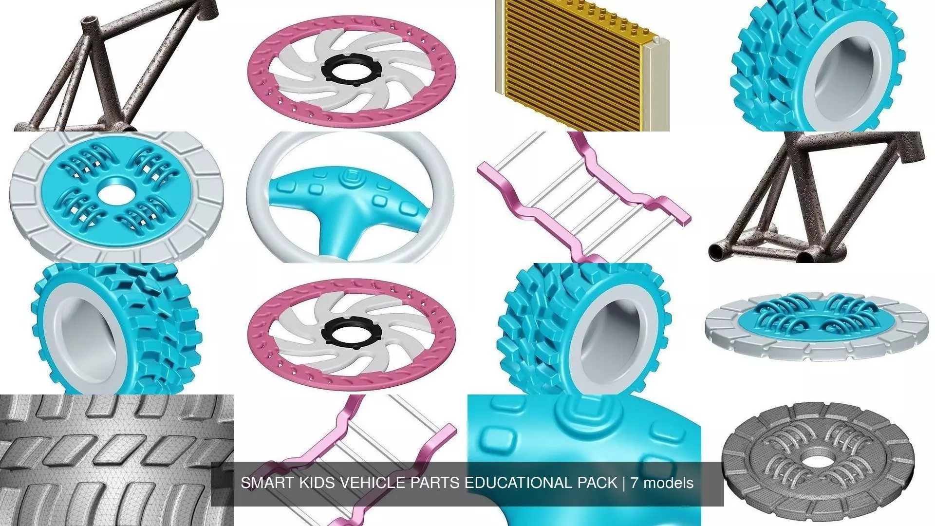 SMART KIDS VEHICLE PARTS EDUCATIONAL PACK 3D Model Collection_0