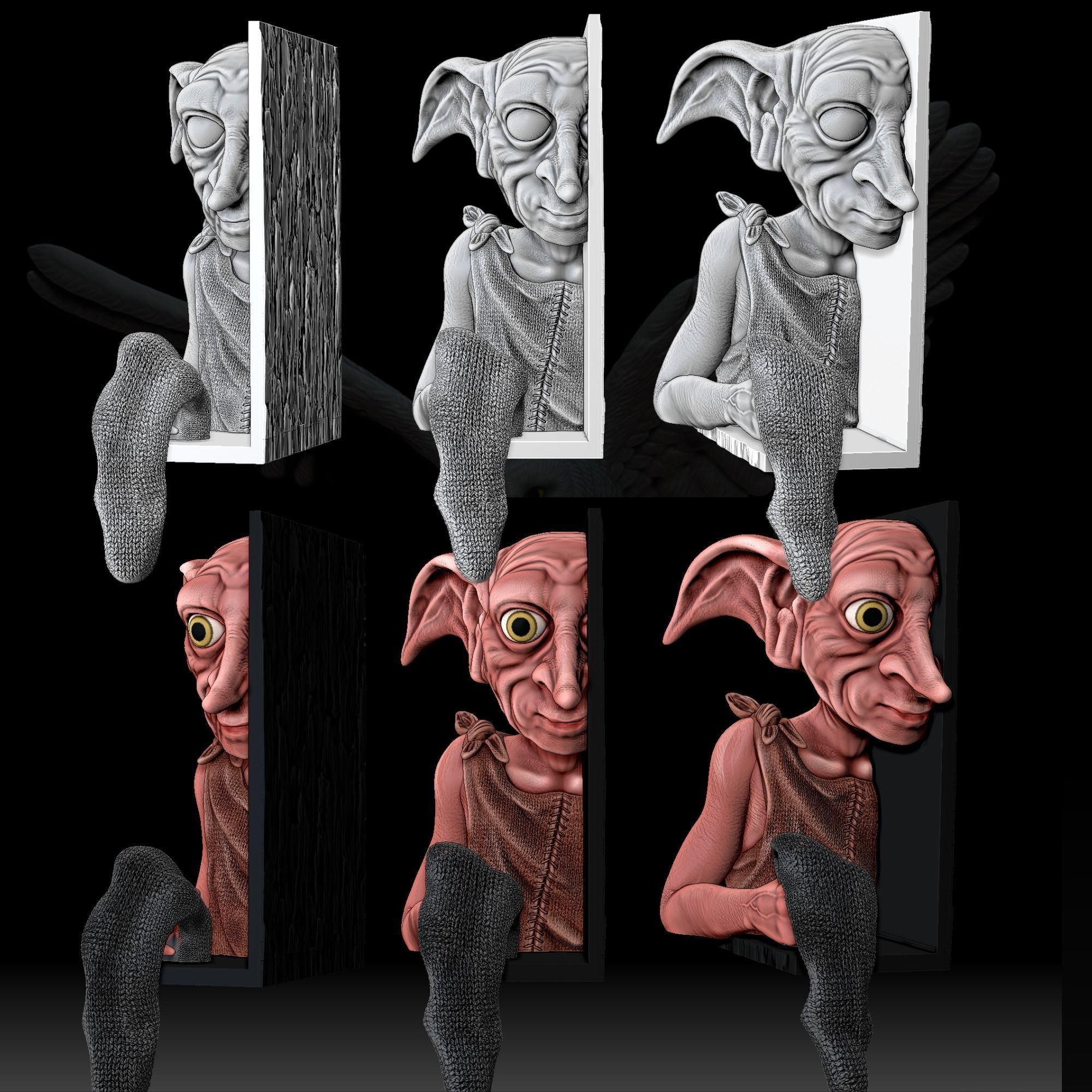 BOOK NOOK DOBBY DE HARRY POTTER UNIVERSE 3D print model_2