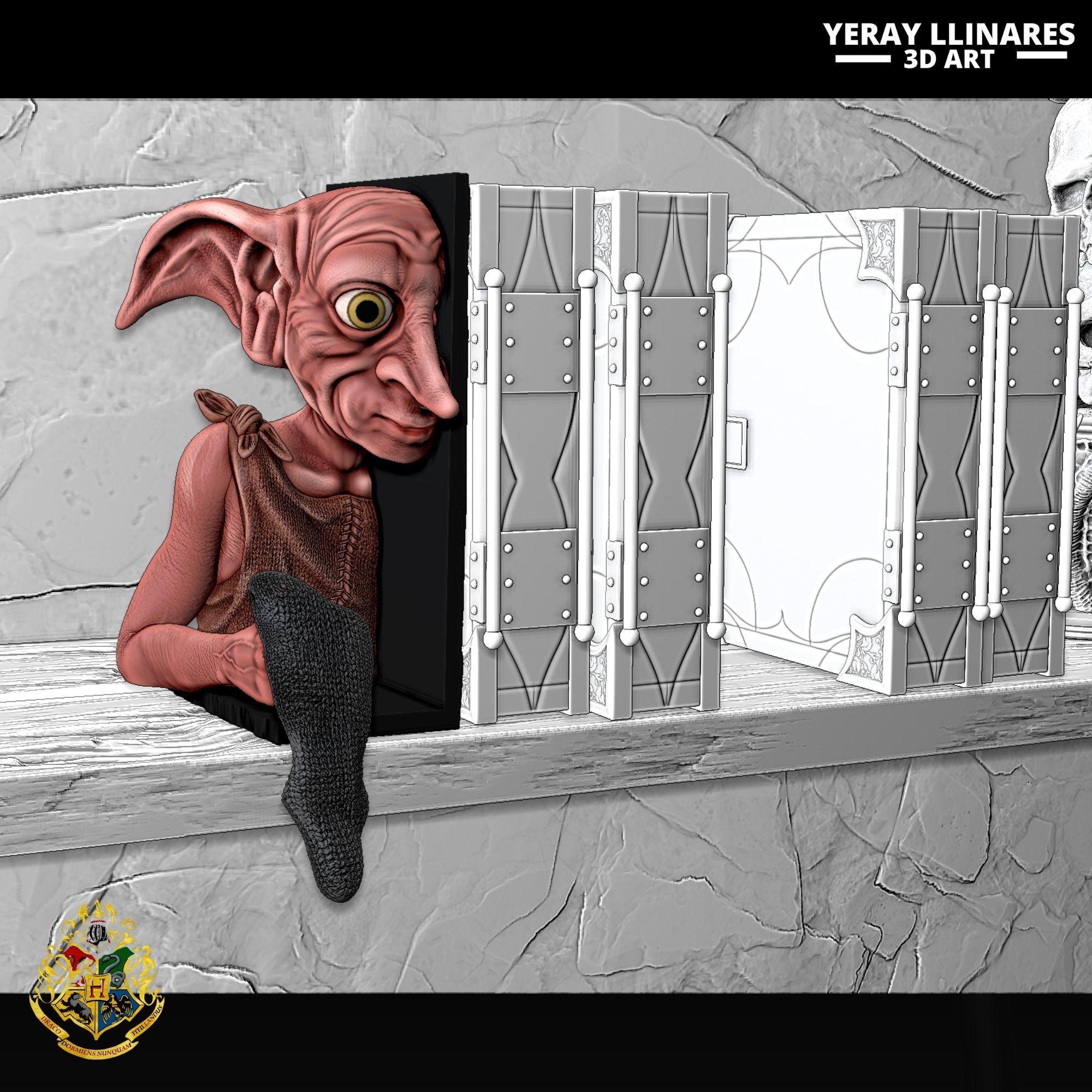 BOOK NOOK DOBBY DE HARRY POTTER UNIVERSE 3D print model_4