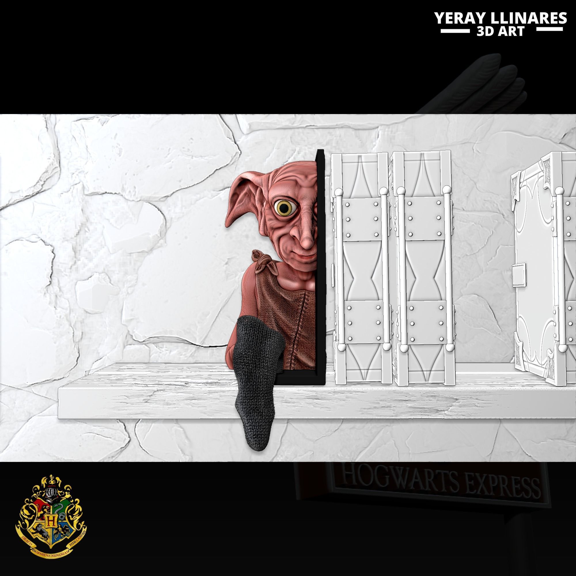 BOOK NOOK DOBBY DE HARRY POTTER UNIVERSE 3D print model_3