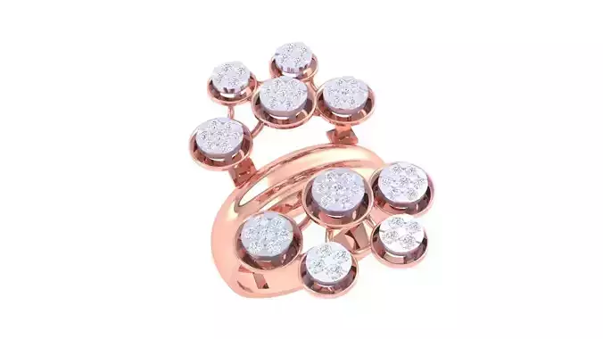 Flower High Jewelry Diamond Cocktail Ring 3dm stl obj