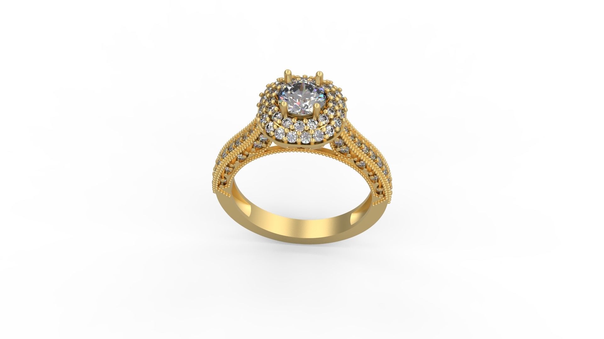Woman Solitaire Ring 1053 3D print model_3