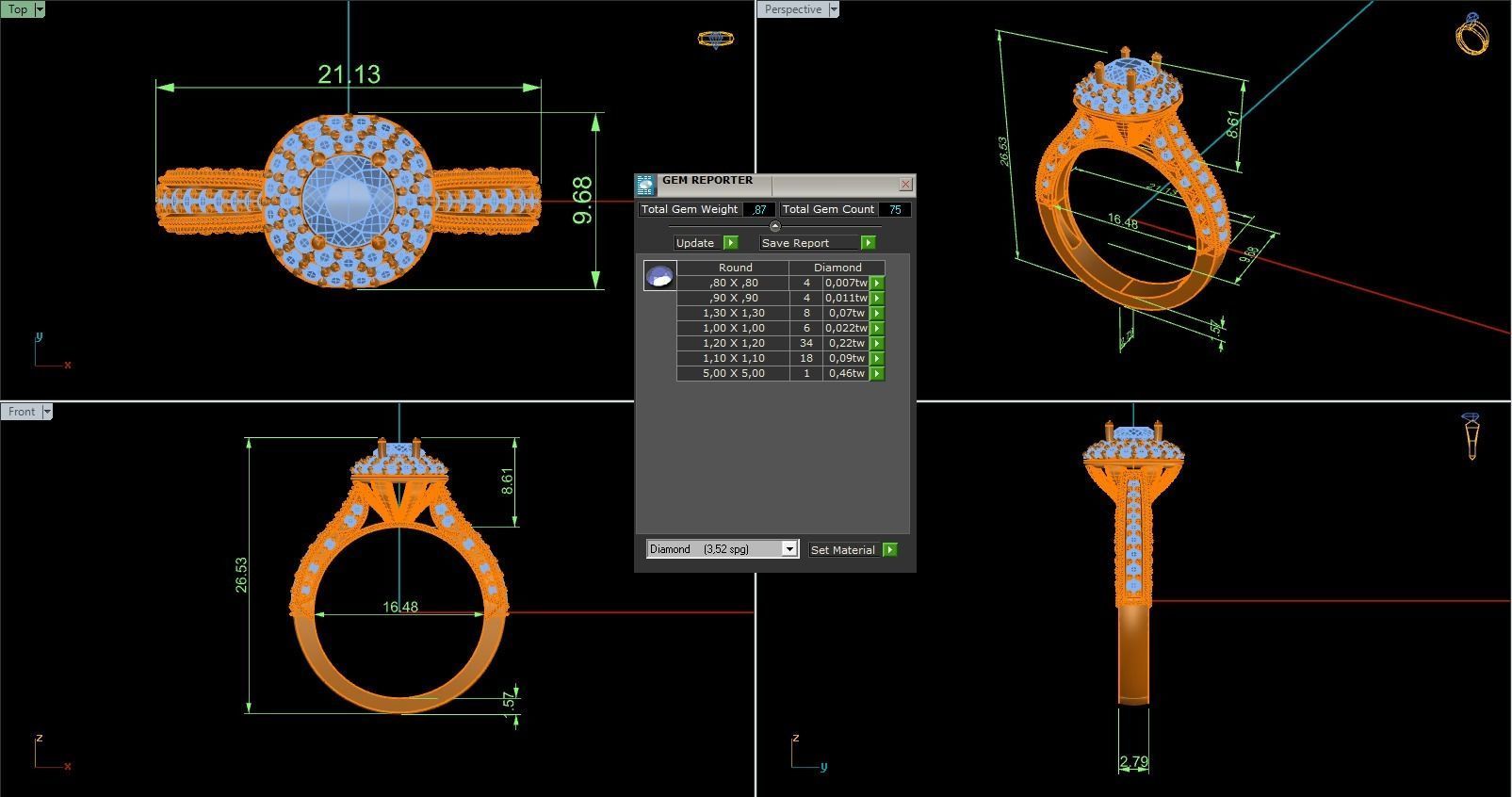 Woman Solitaire Ring 1053 3D print model_8