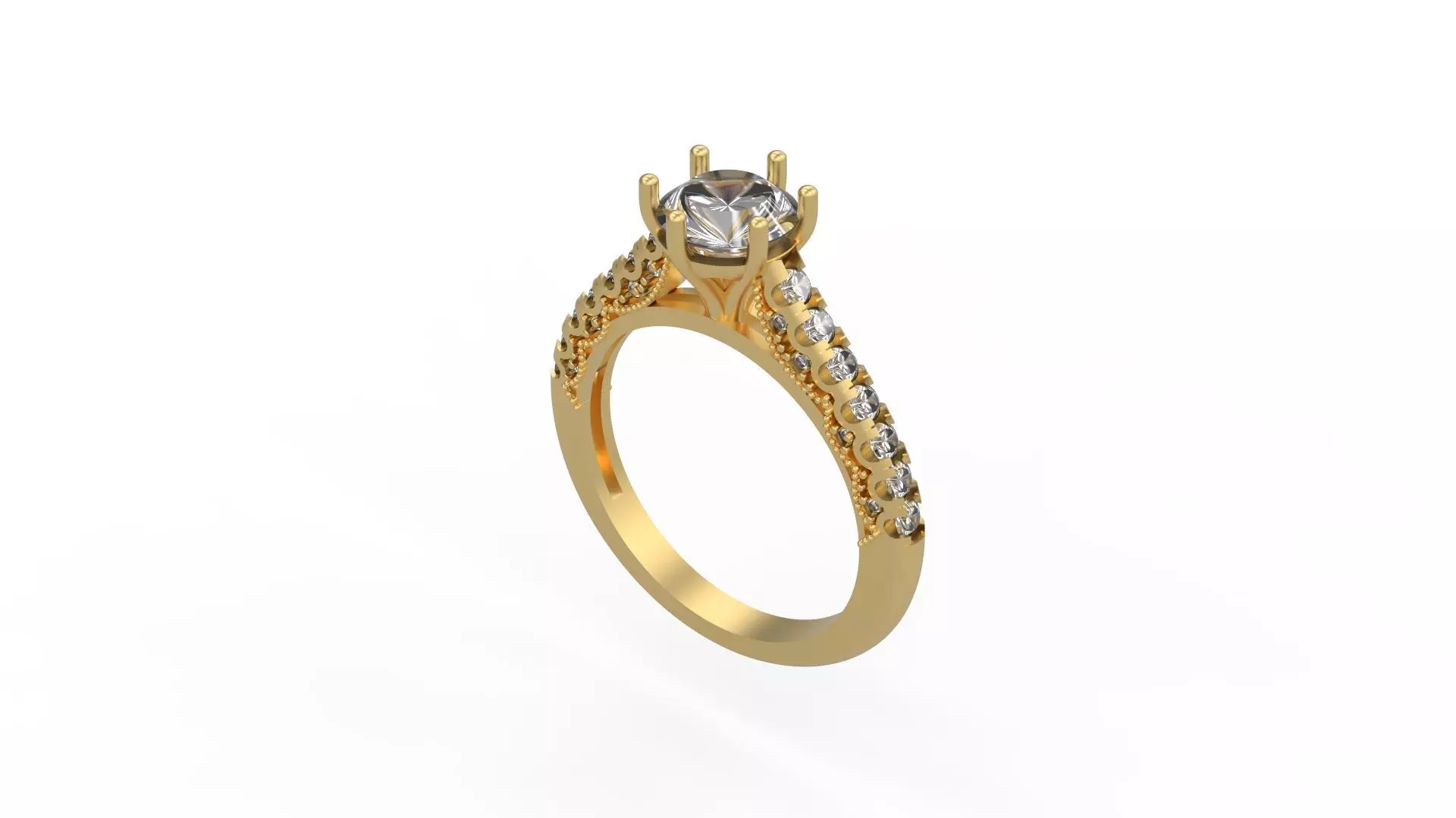 Woman Solitaire Ring 1054 3D print model