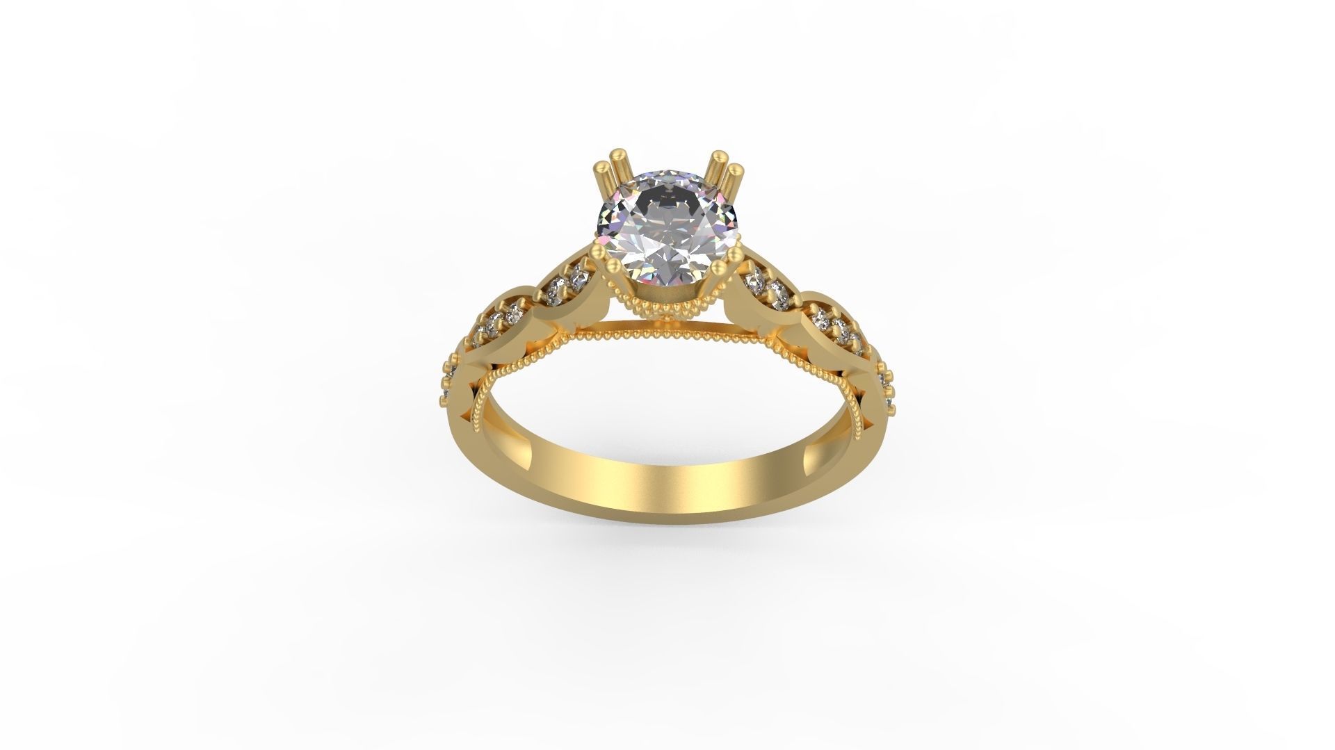 Woman Solitaire Ring 1056 3D print model_3