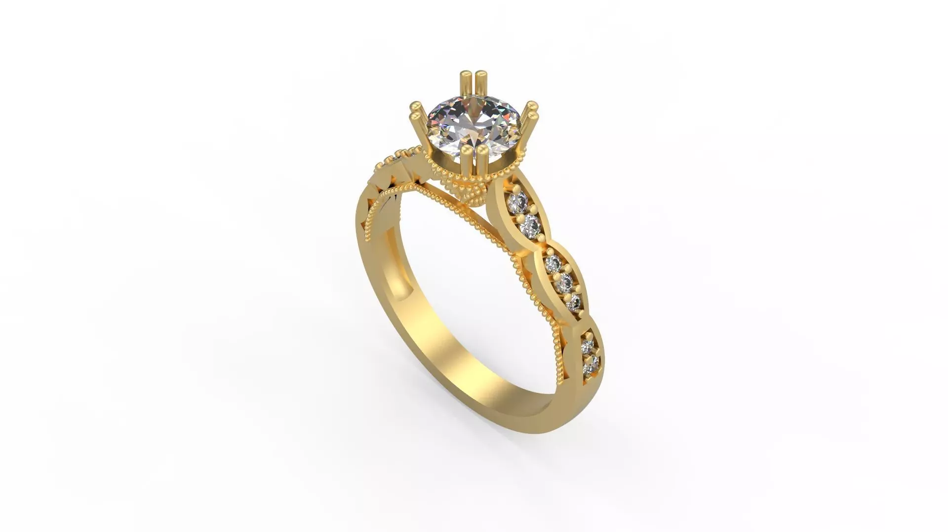 Woman Solitaire Ring 1056 3D print model_0