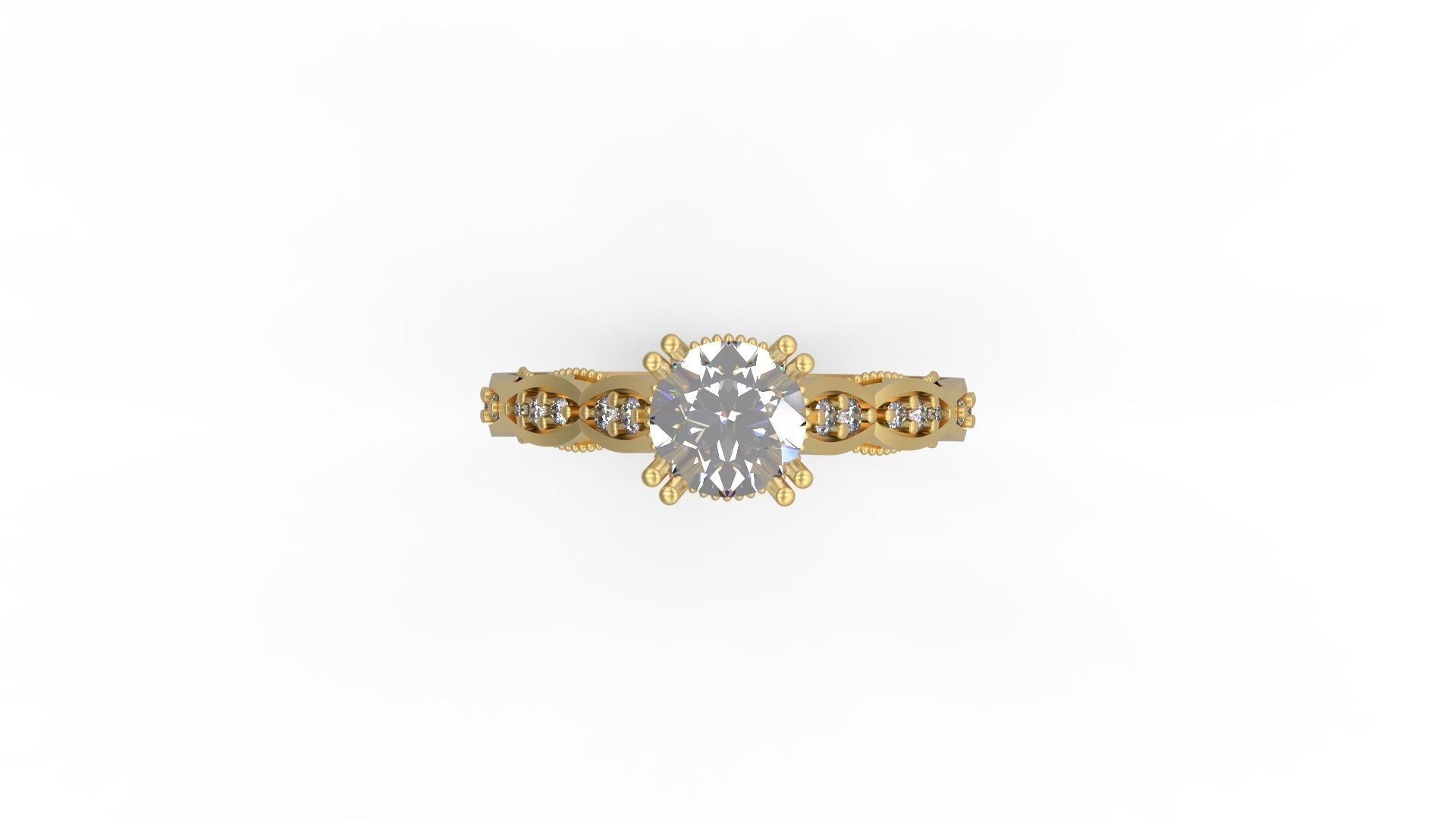 Woman Solitaire Ring 1056 3D print model_4