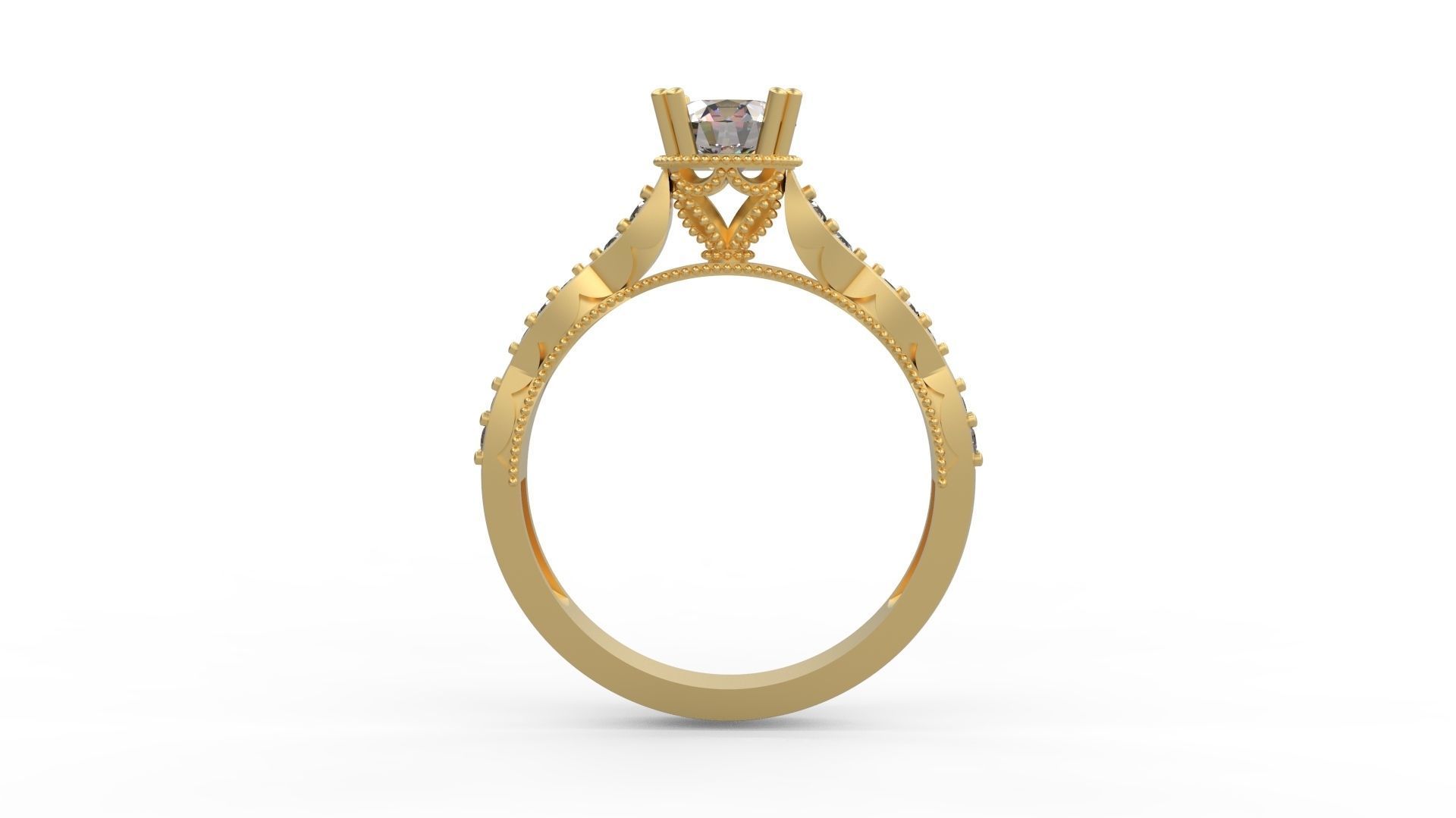 Woman Solitaire Ring 1056 3D print model_1