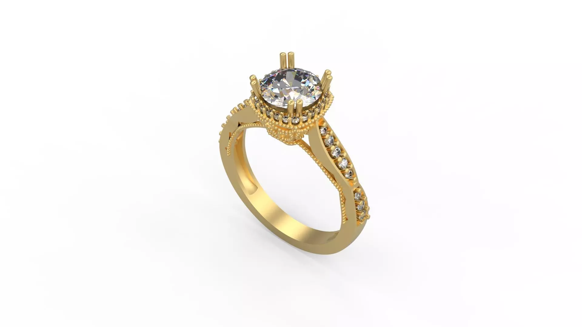 Woman Solitaire Ring 1058 3D print model