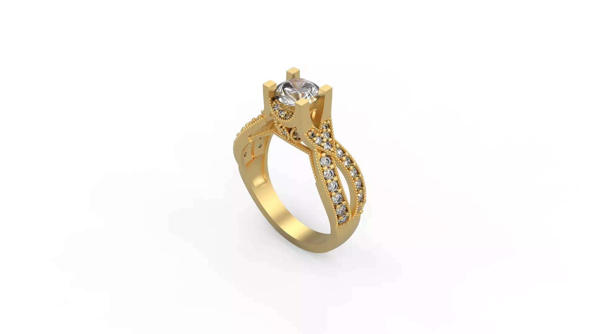 Woman Solitaire Ring 1060 3D print model