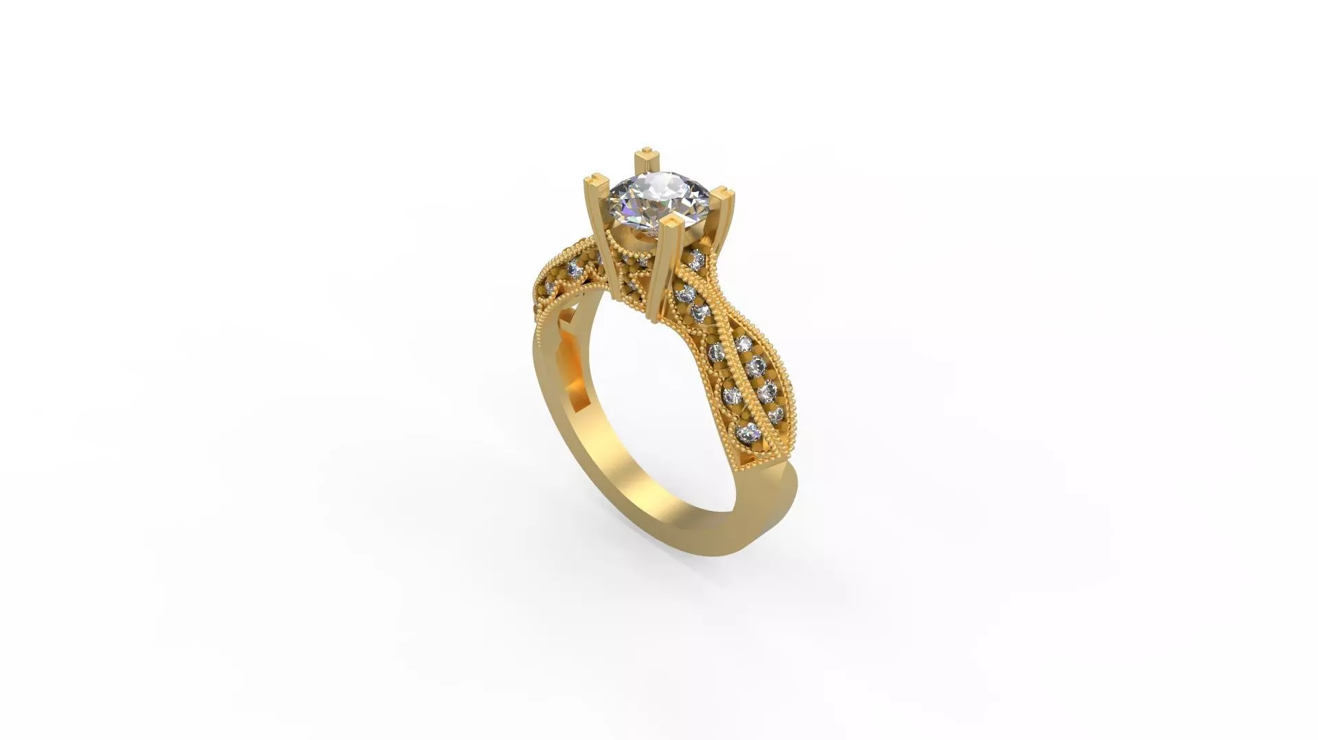 Woman Solitaire Ring 1061 3D print model