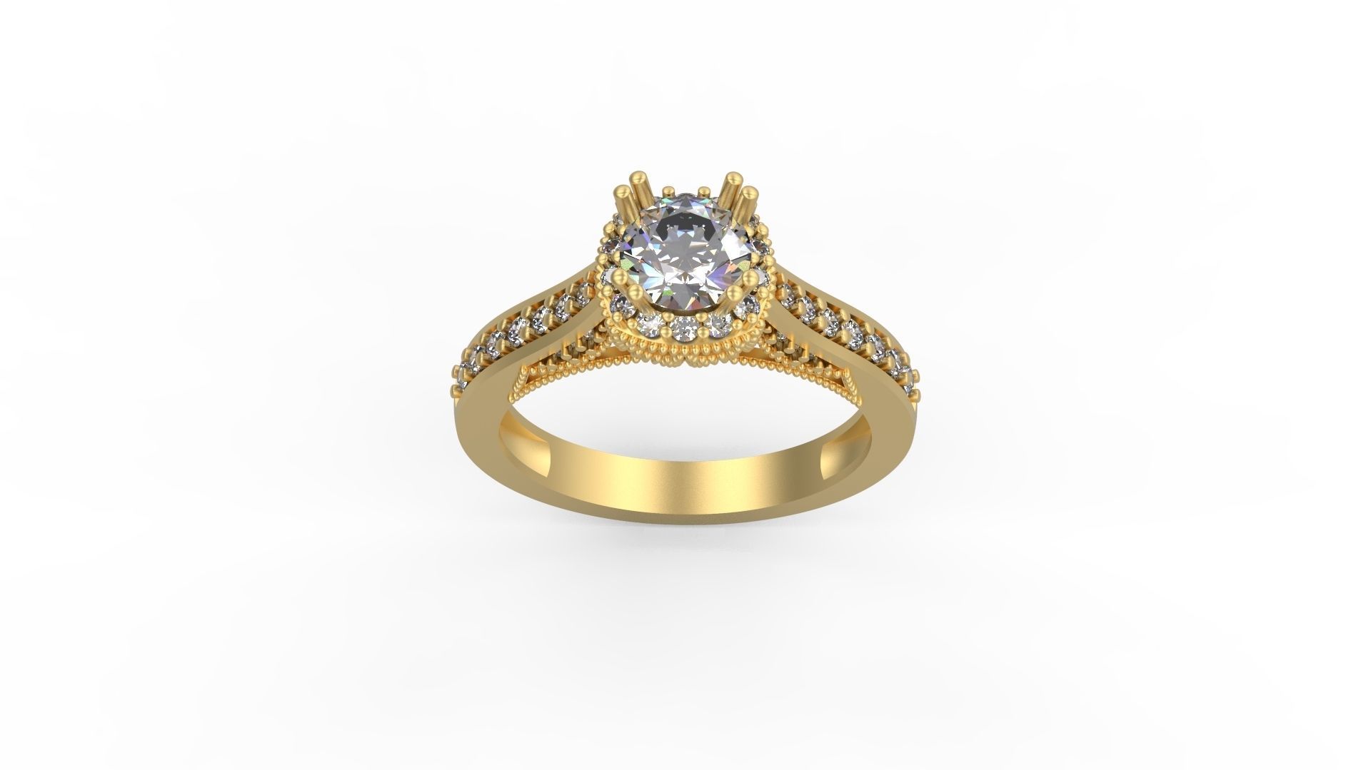 Woman Solitaire Ring 1062 3D print model_3