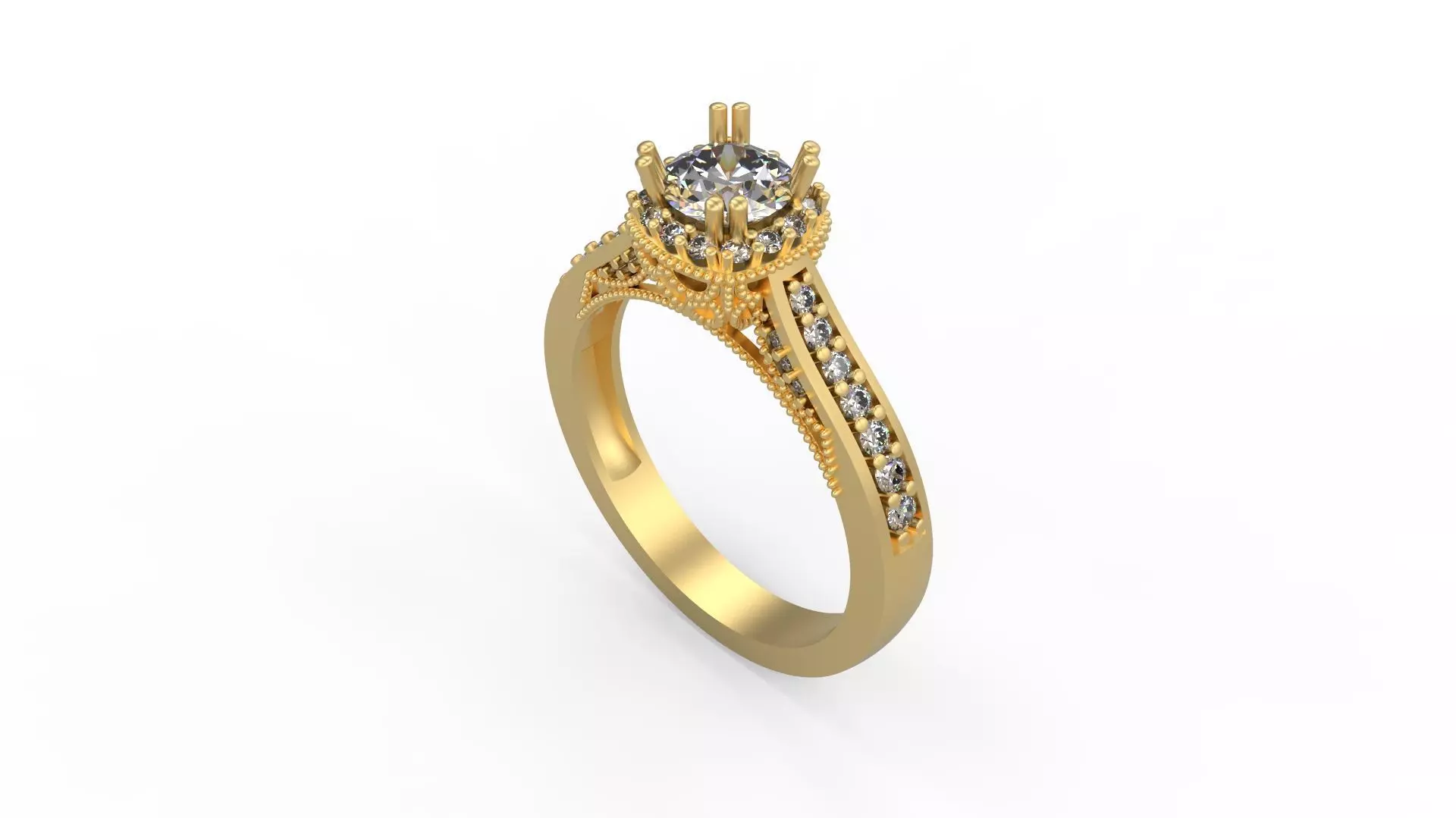 Woman Solitaire Ring 1062 3D print model_0