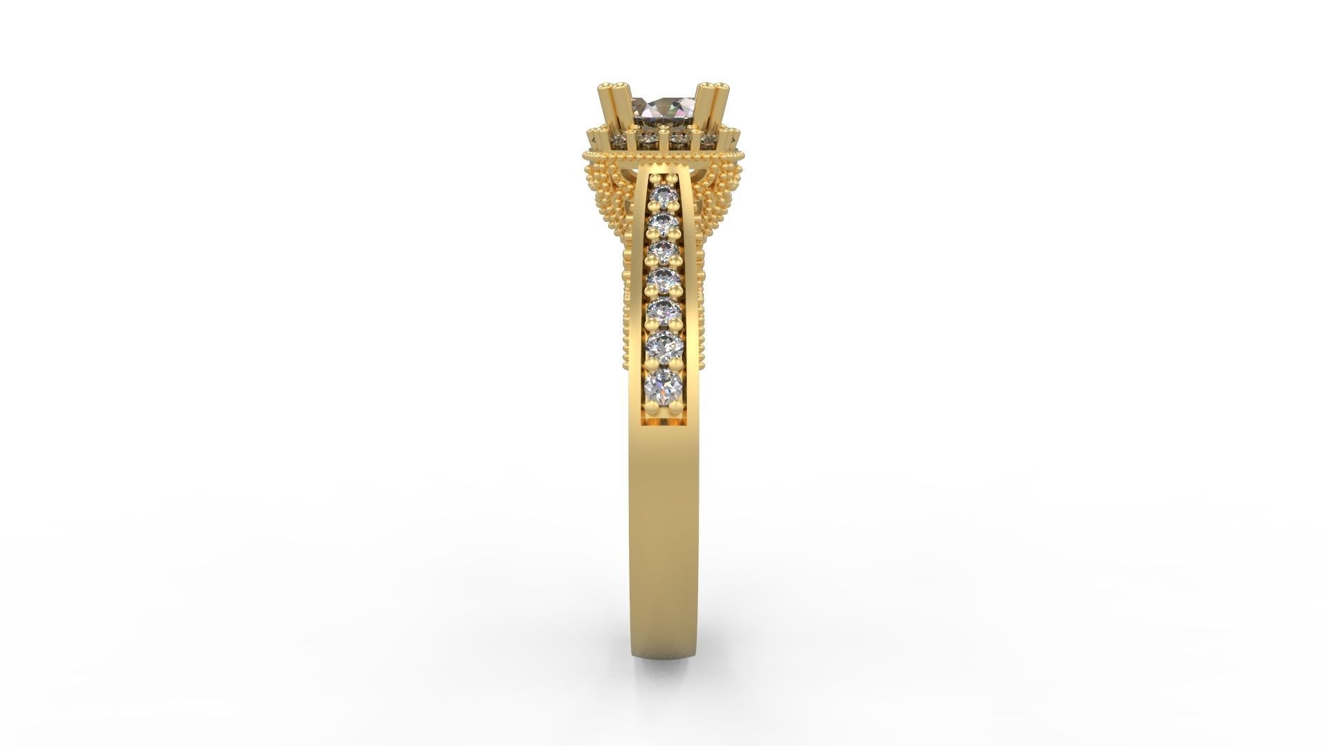 Woman Solitaire Ring 1062 3D print model_2