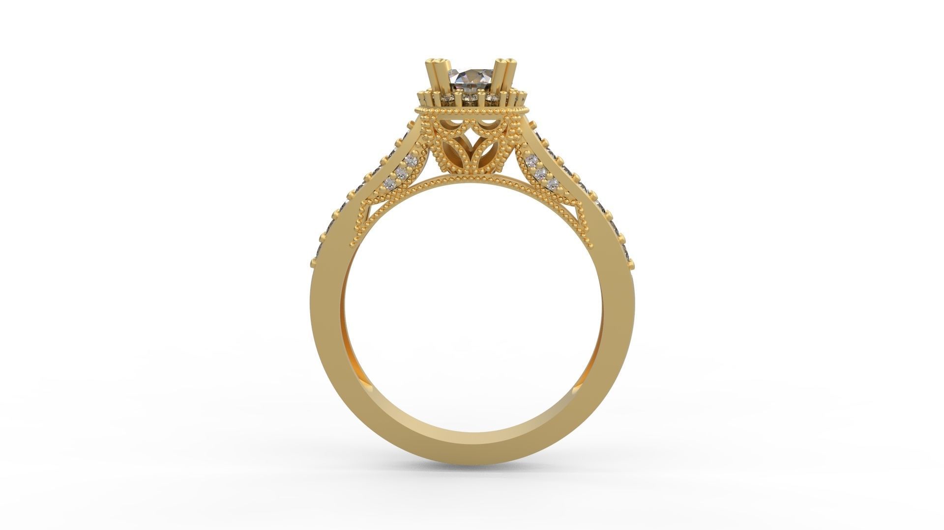 Woman Solitaire Ring 1062 3D print model_1