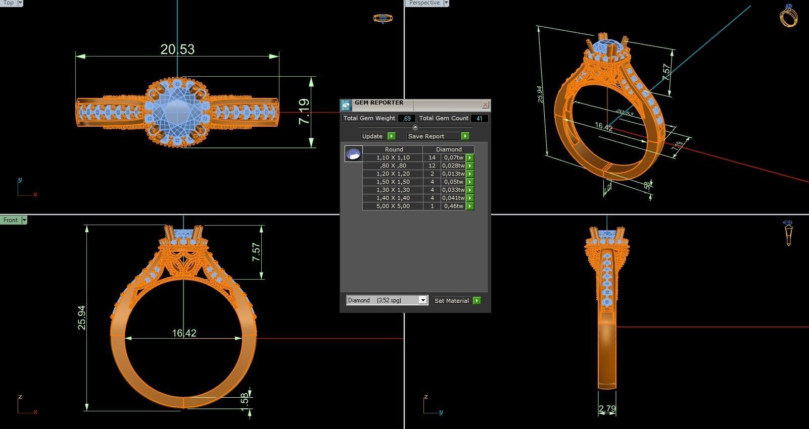 Woman Solitaire Ring 1062 3D print model_9
