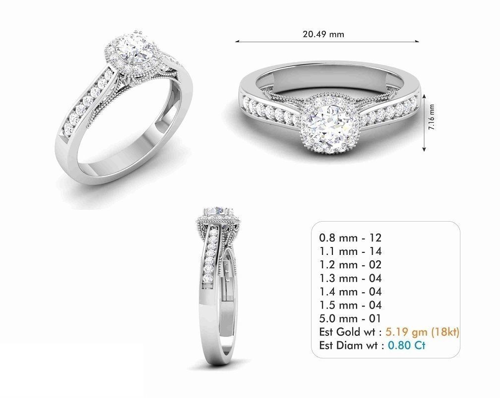 Woman Solitaire Ring 1062 3D print model_5