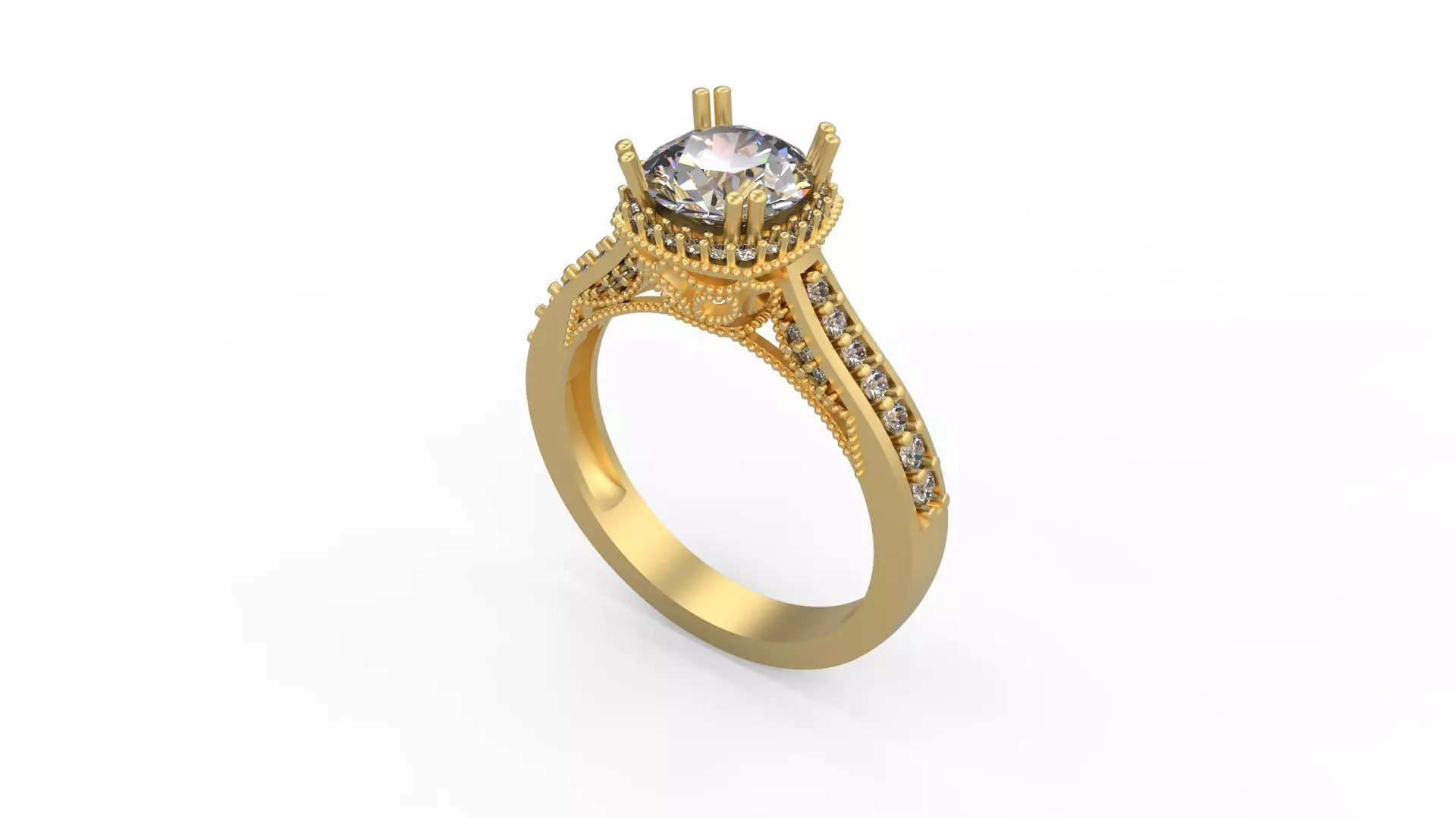 Woman Solitaire Ring 1063 3D print model