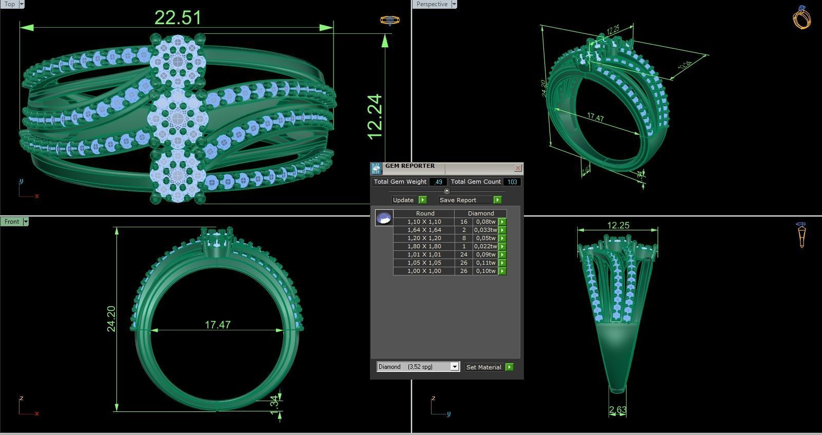 Woman Solitaire Ring 1071 3D print model_8