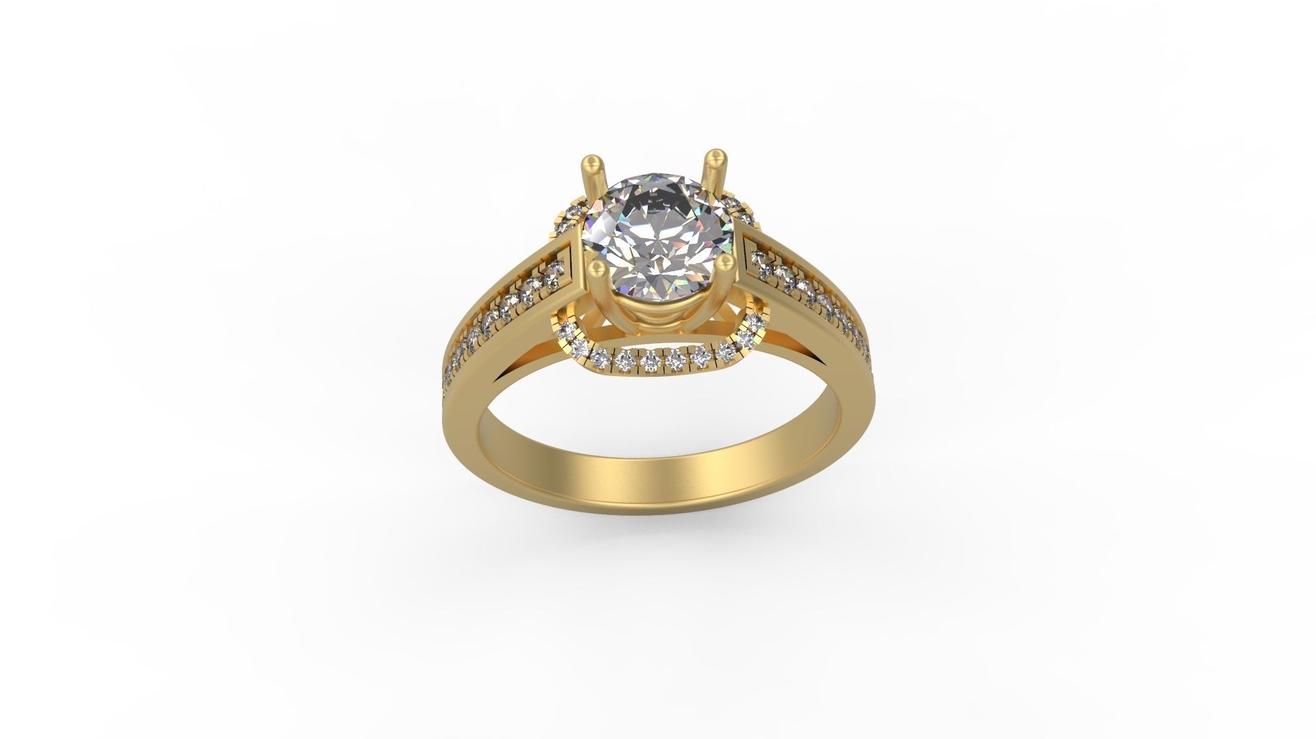 Woman Solitaire Ring 1039 3D print model_3