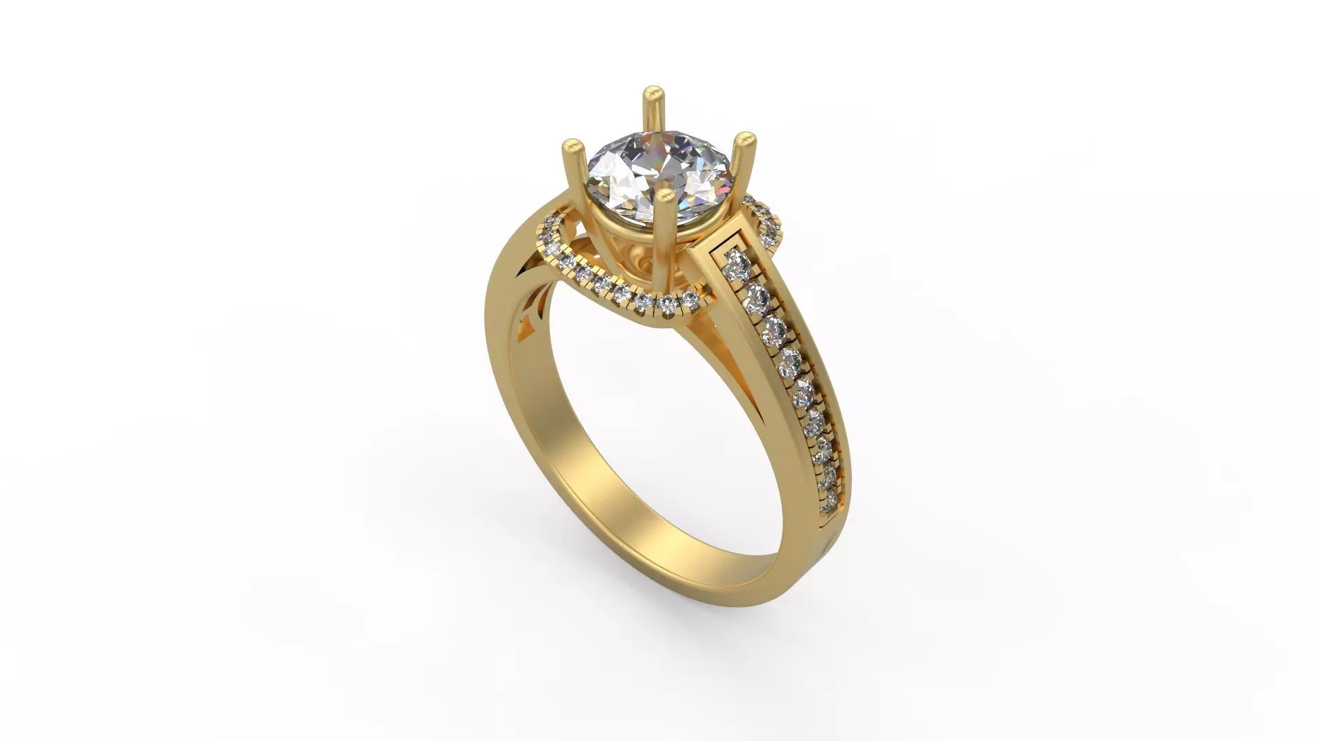 Woman Solitaire Ring 1039 3D print model_0