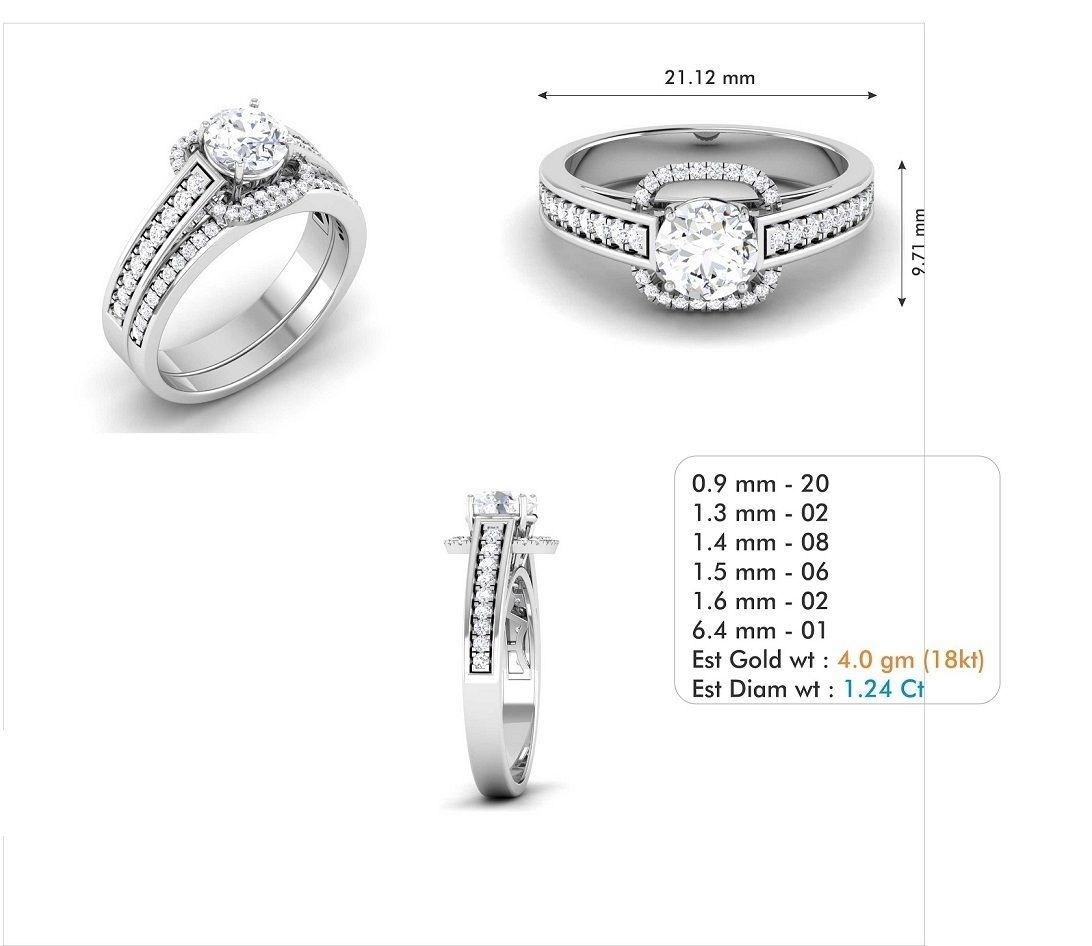 Woman Solitaire Ring 1039 3D print model_5